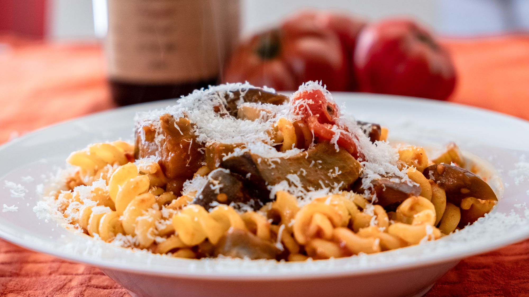 Pasta with Eggplant and Bacon