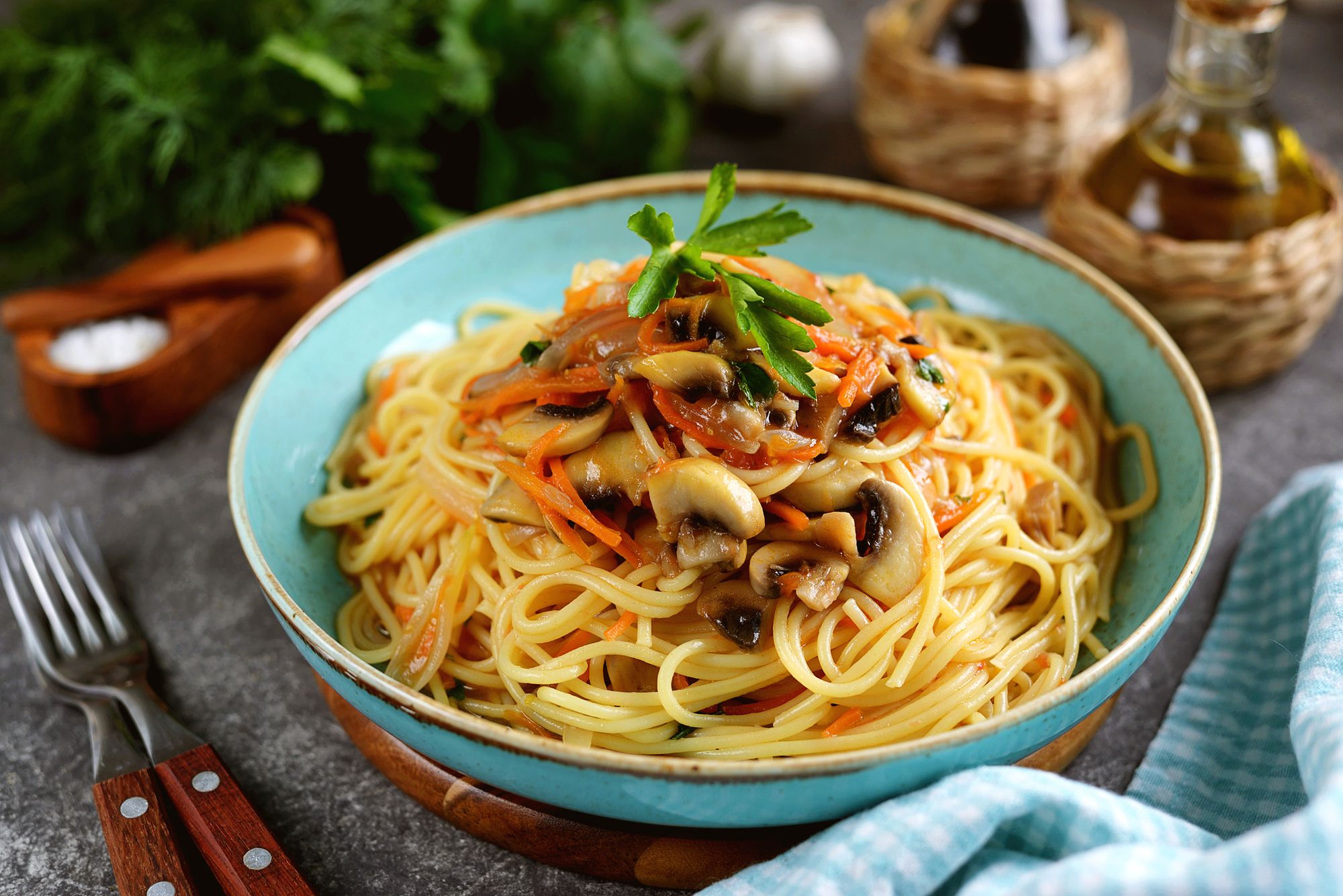 Garlic Mushroom Spaghetti