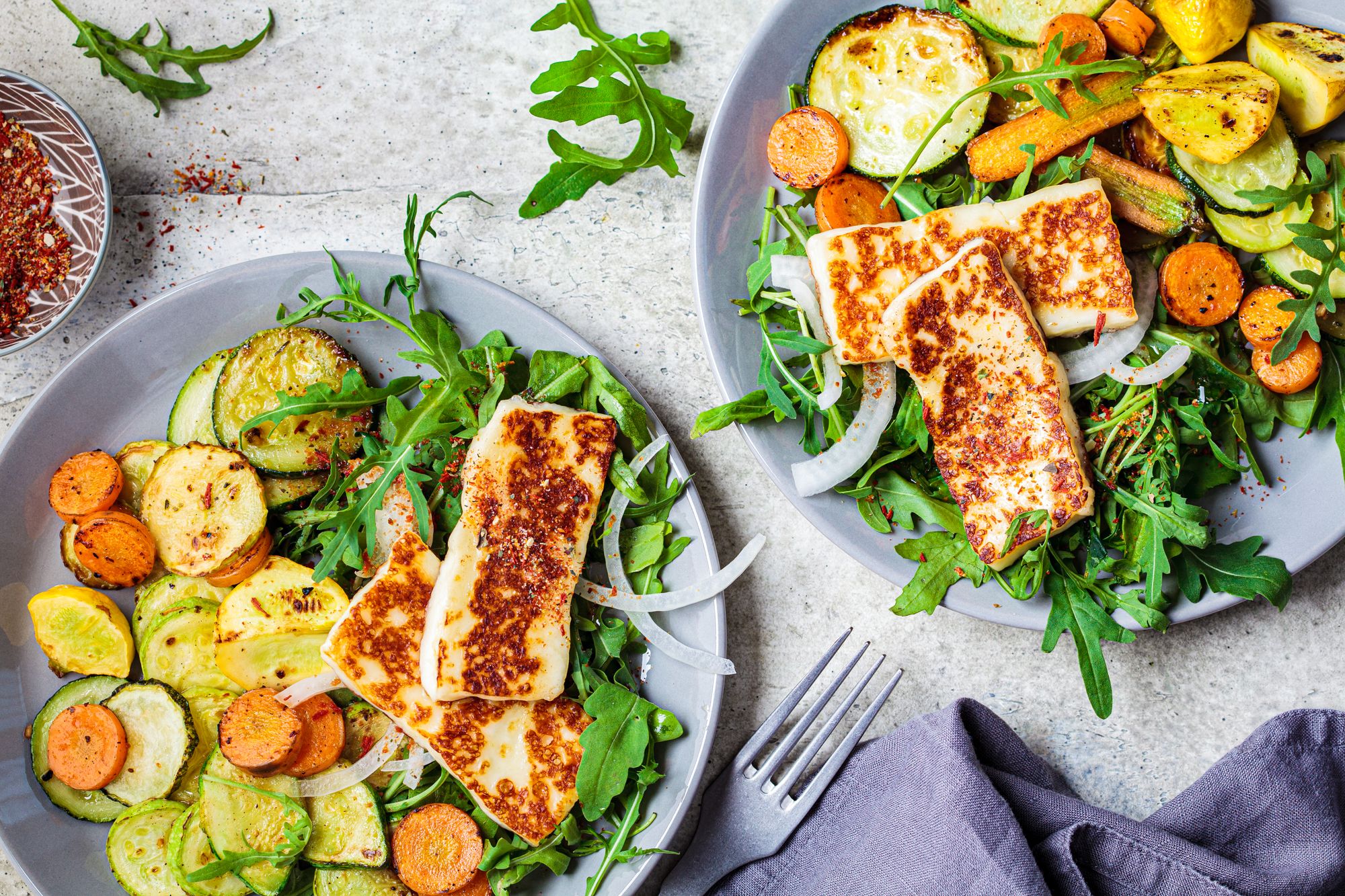 Courgette, Halloumi, and Caper Salad