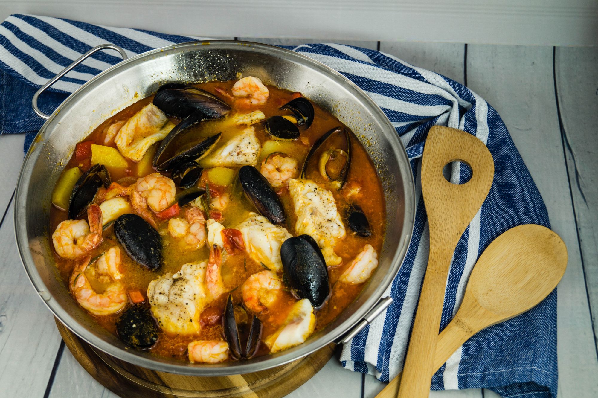 Cataplana with Hake and Prawns