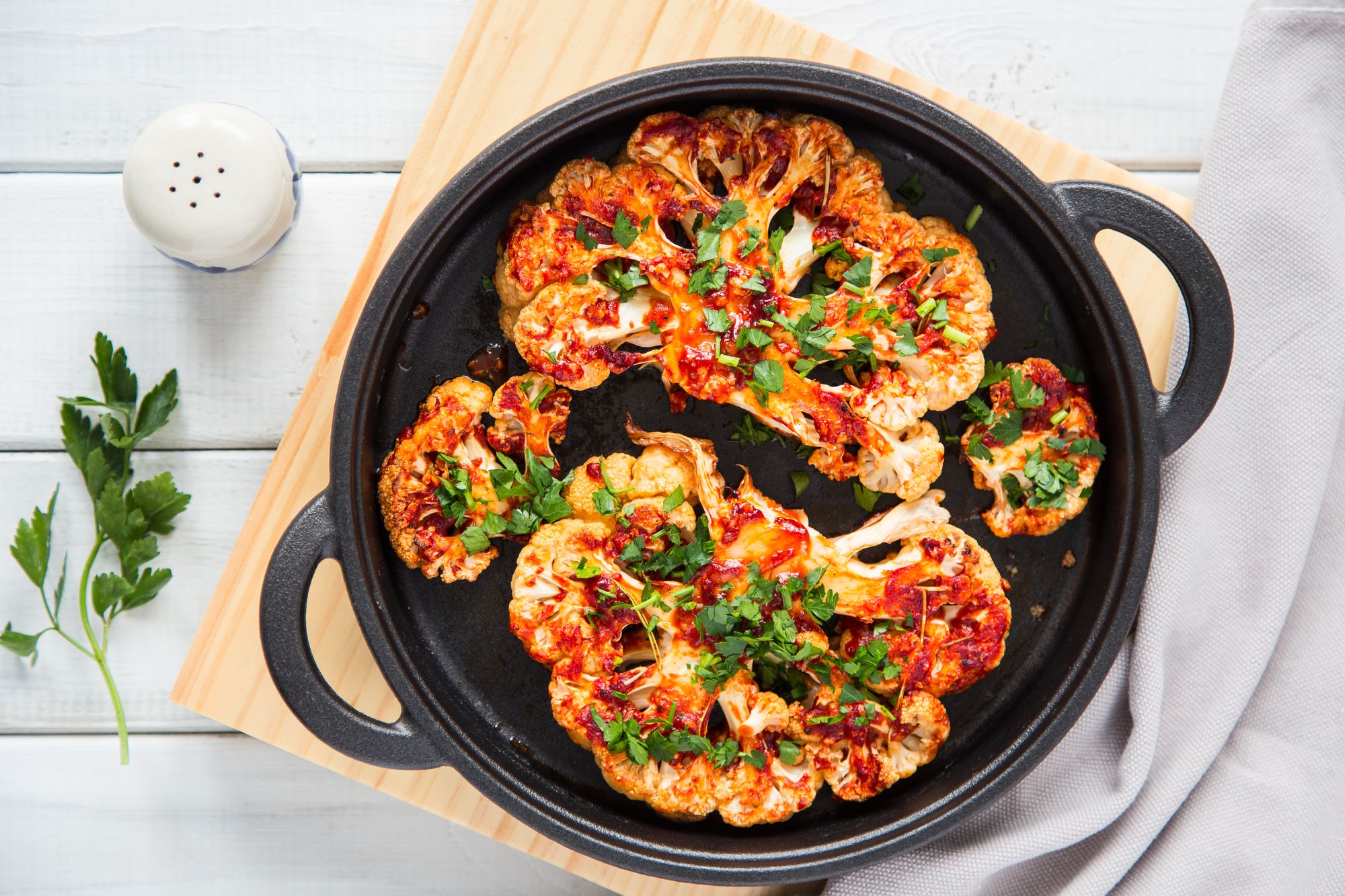 Cauliflower Steaks with Olive and Pepper Salsa