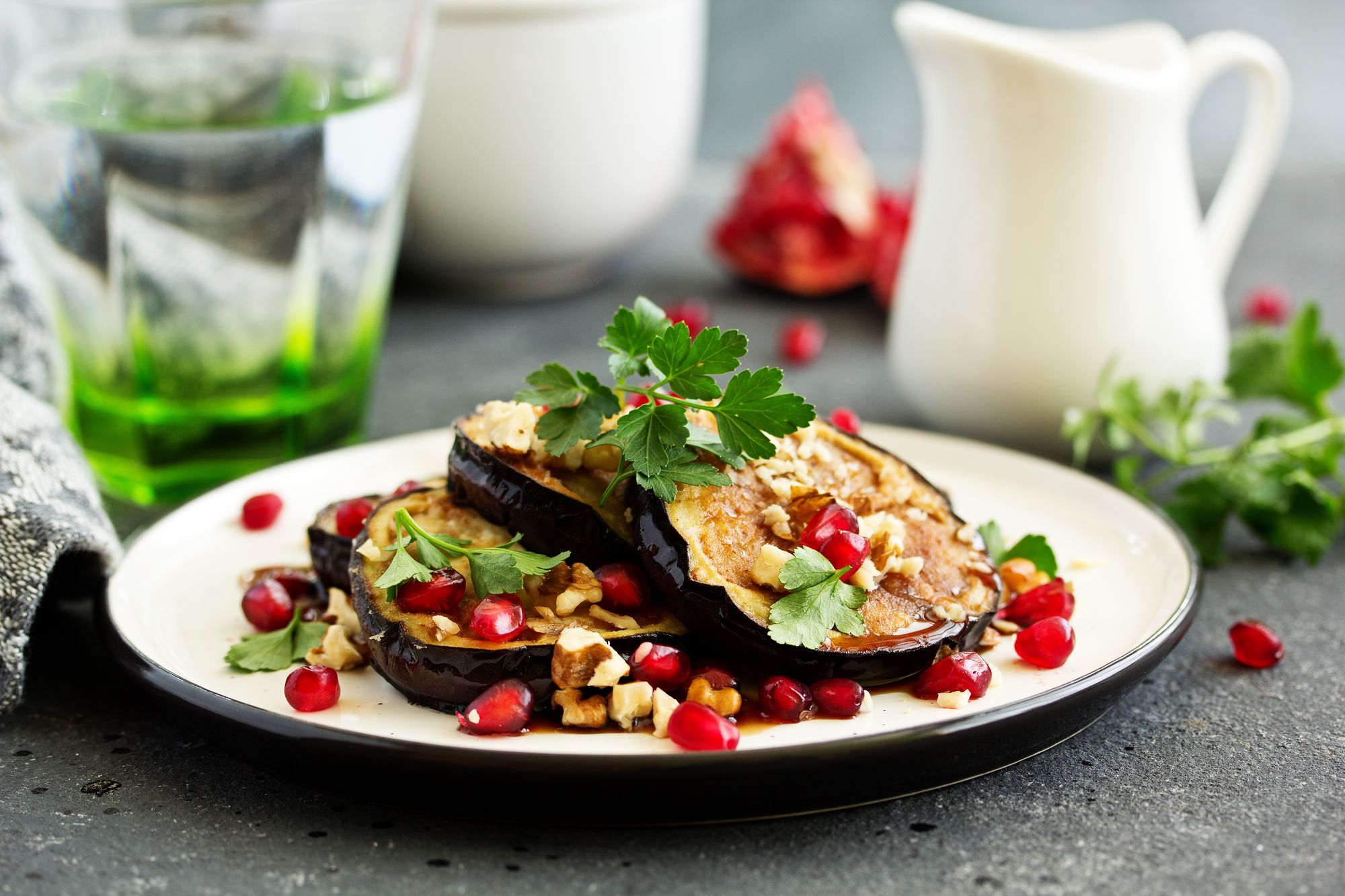 Perfect Aubergine and Pomegranate Salad