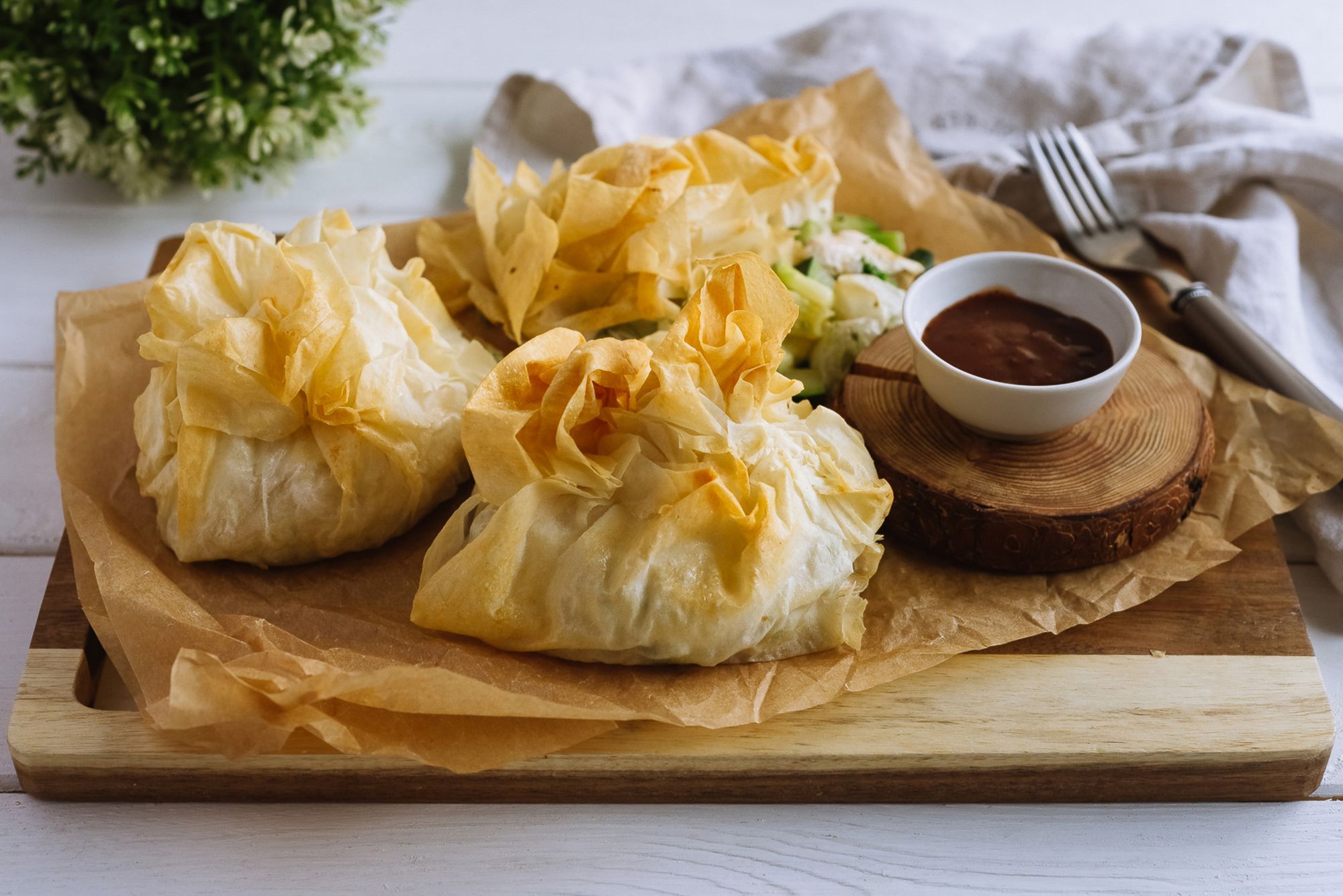 Chicken and Pesto Filo Parcels