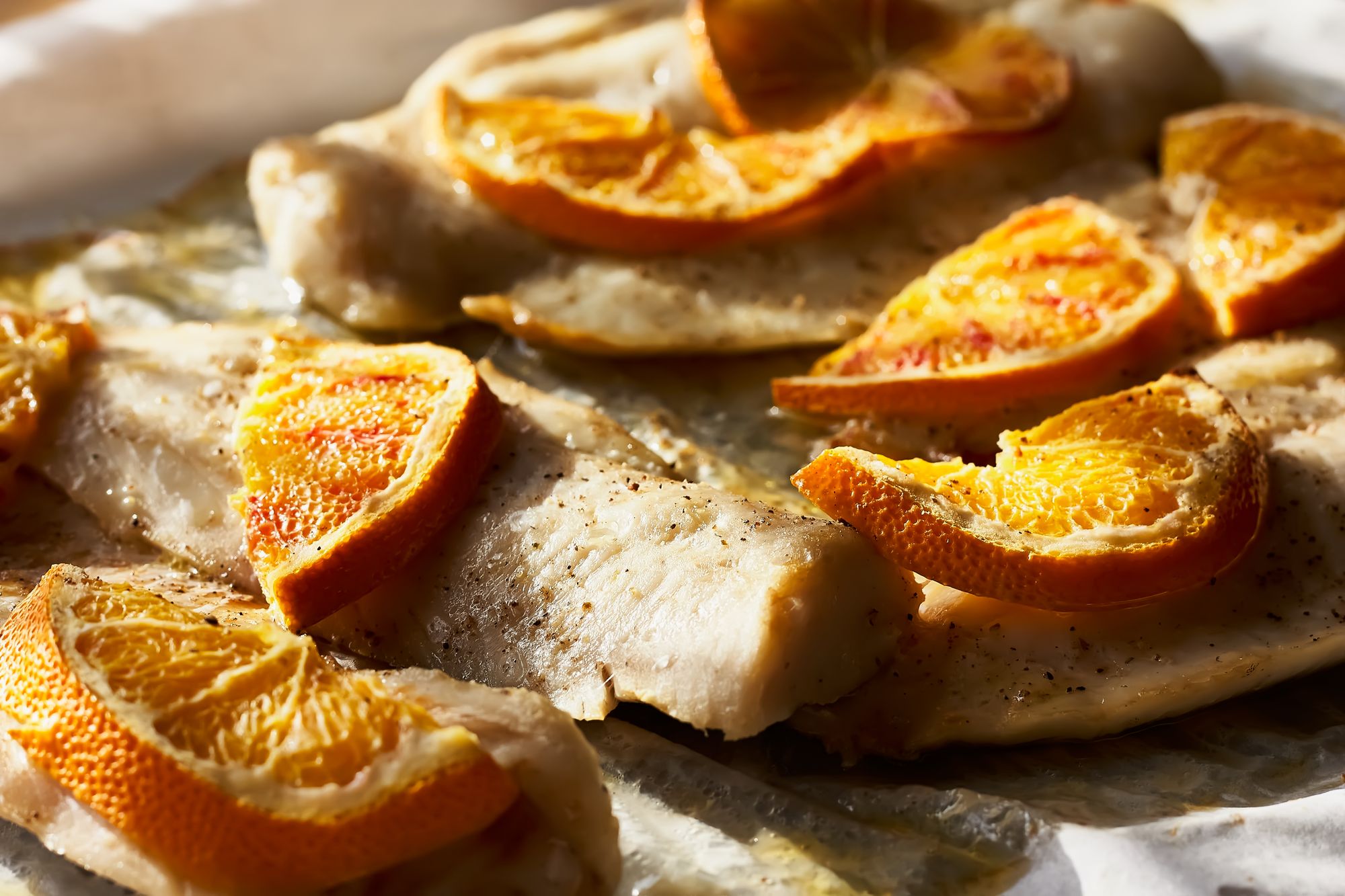 Sea Bass with Orange and Lentils