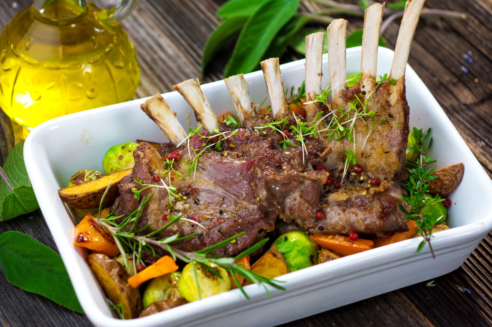 Minted Lamb with Warm Veggie Salad