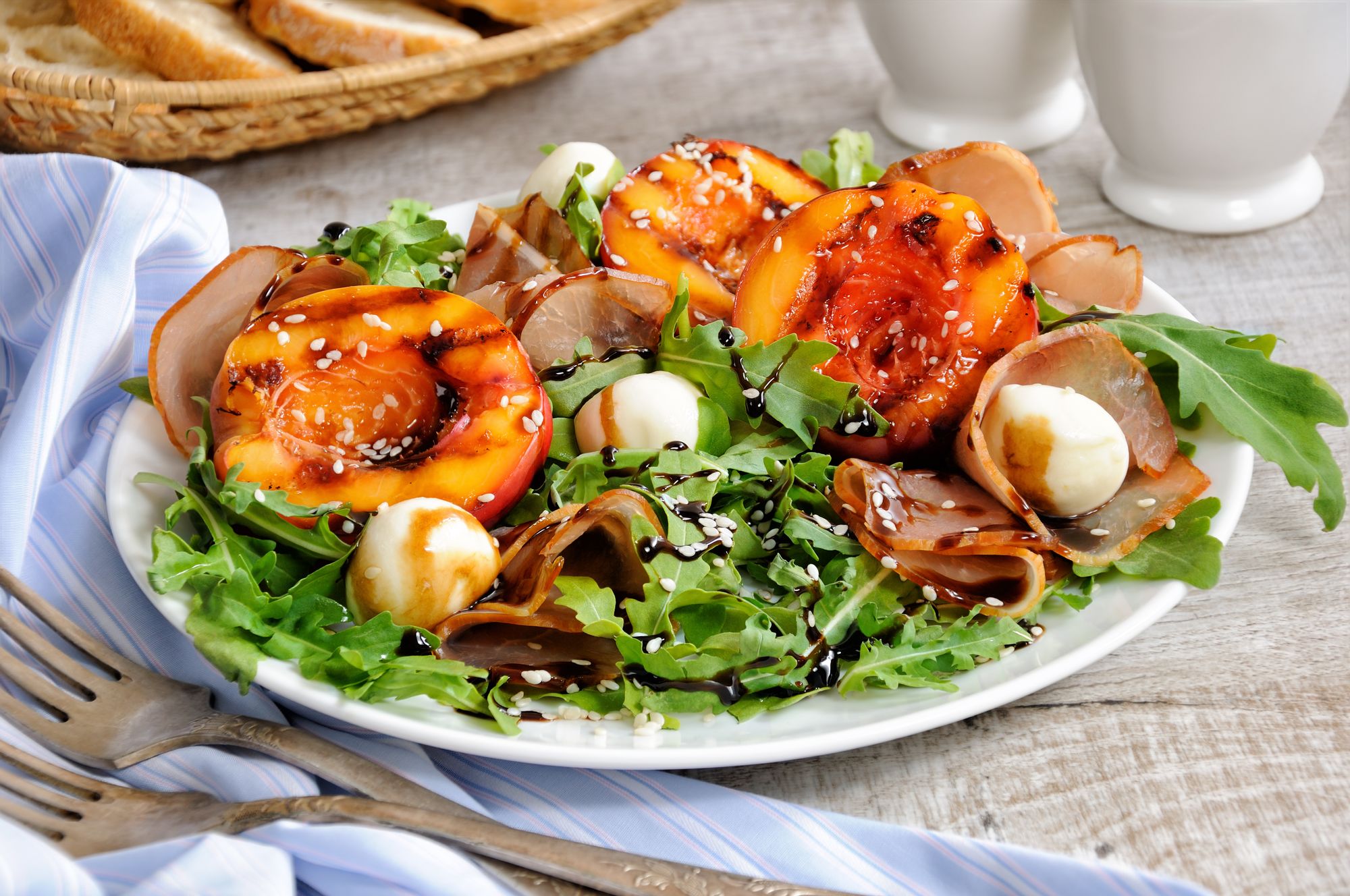 Peach, Basil and Mozzarella Salad