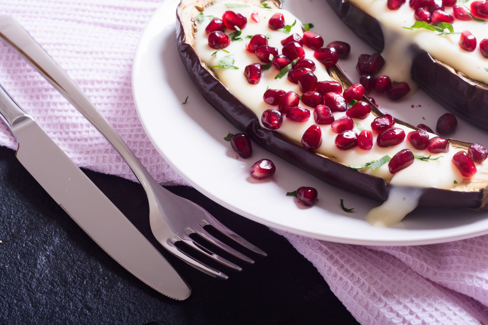 Spicy Roast Aubergine with Yoghurt