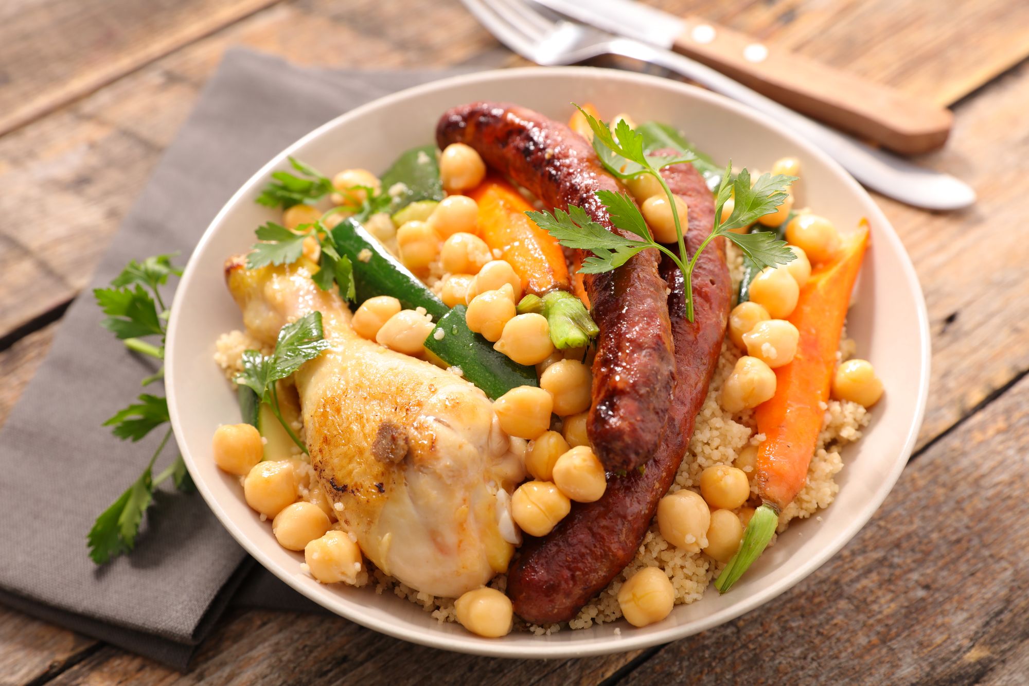 Couscous with Chorizo, Pea and Lemon