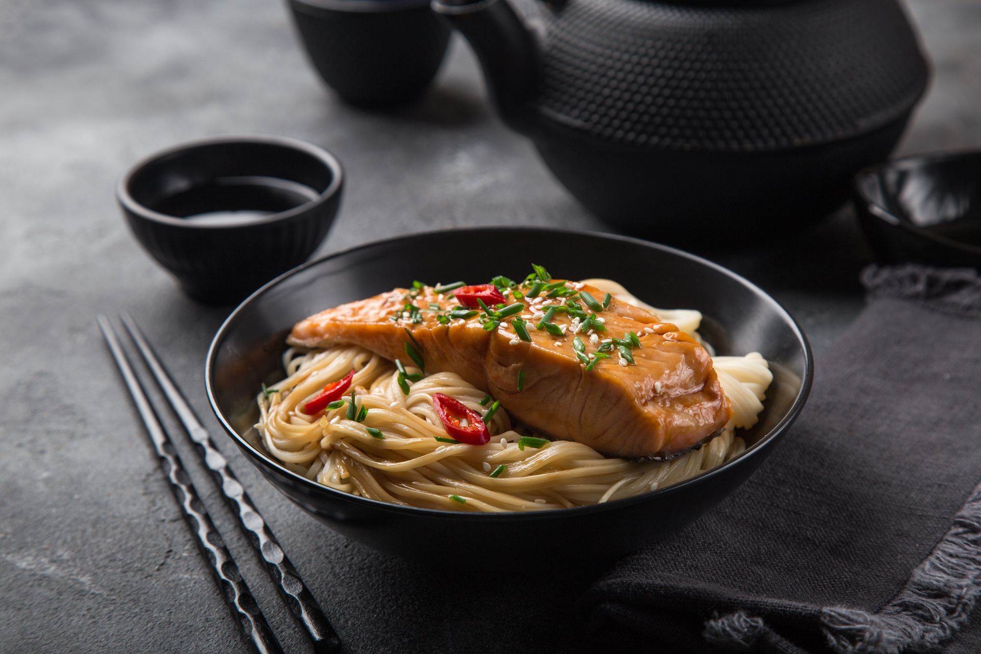 Peanut, Ginger and Sesame Salmon Noodles