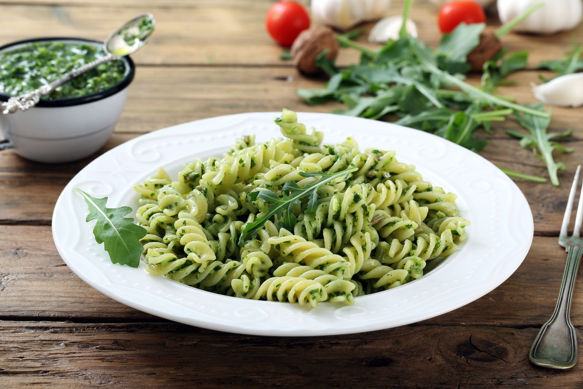 Roast Cauliflower and Pesto Pasta