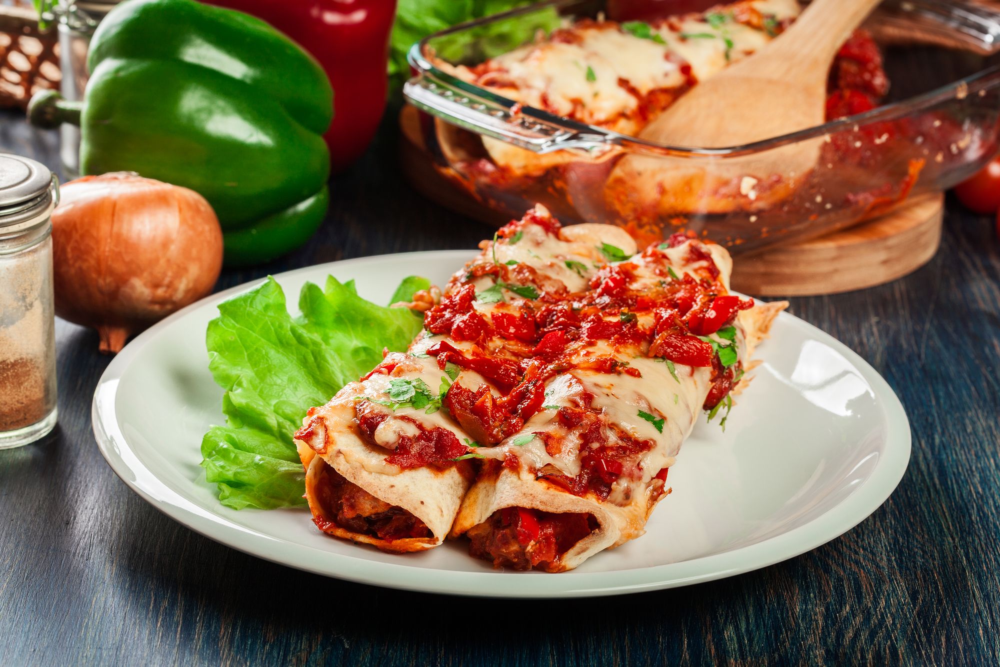 Red Capsicum and Zucchini Enchiladas