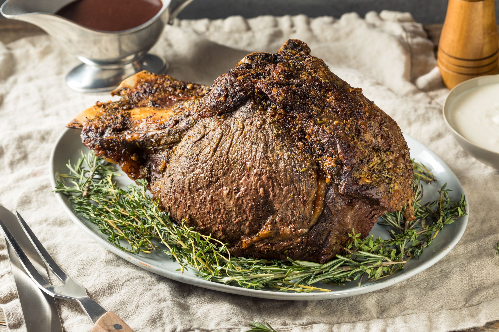 Roast Rib of Beef with Red Wine Gravy