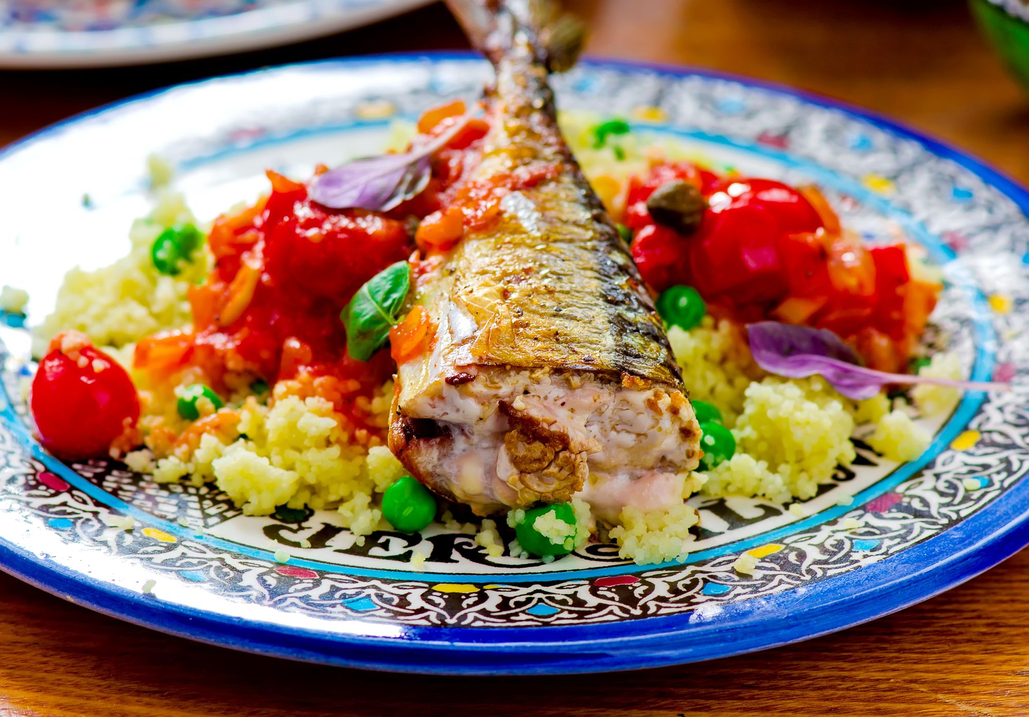 Mackerel Fillets with Couscous and Raisins