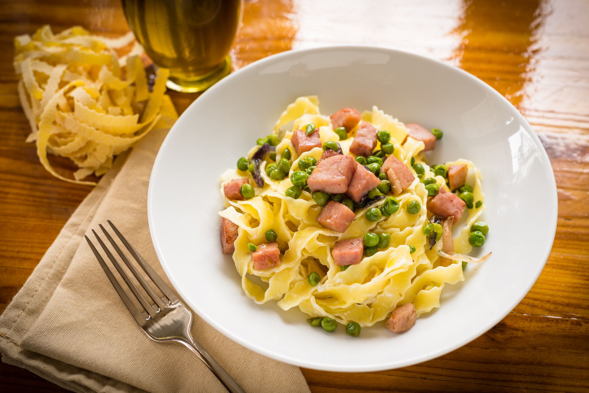 Creamy Pork Pasta with Lemon and Peas