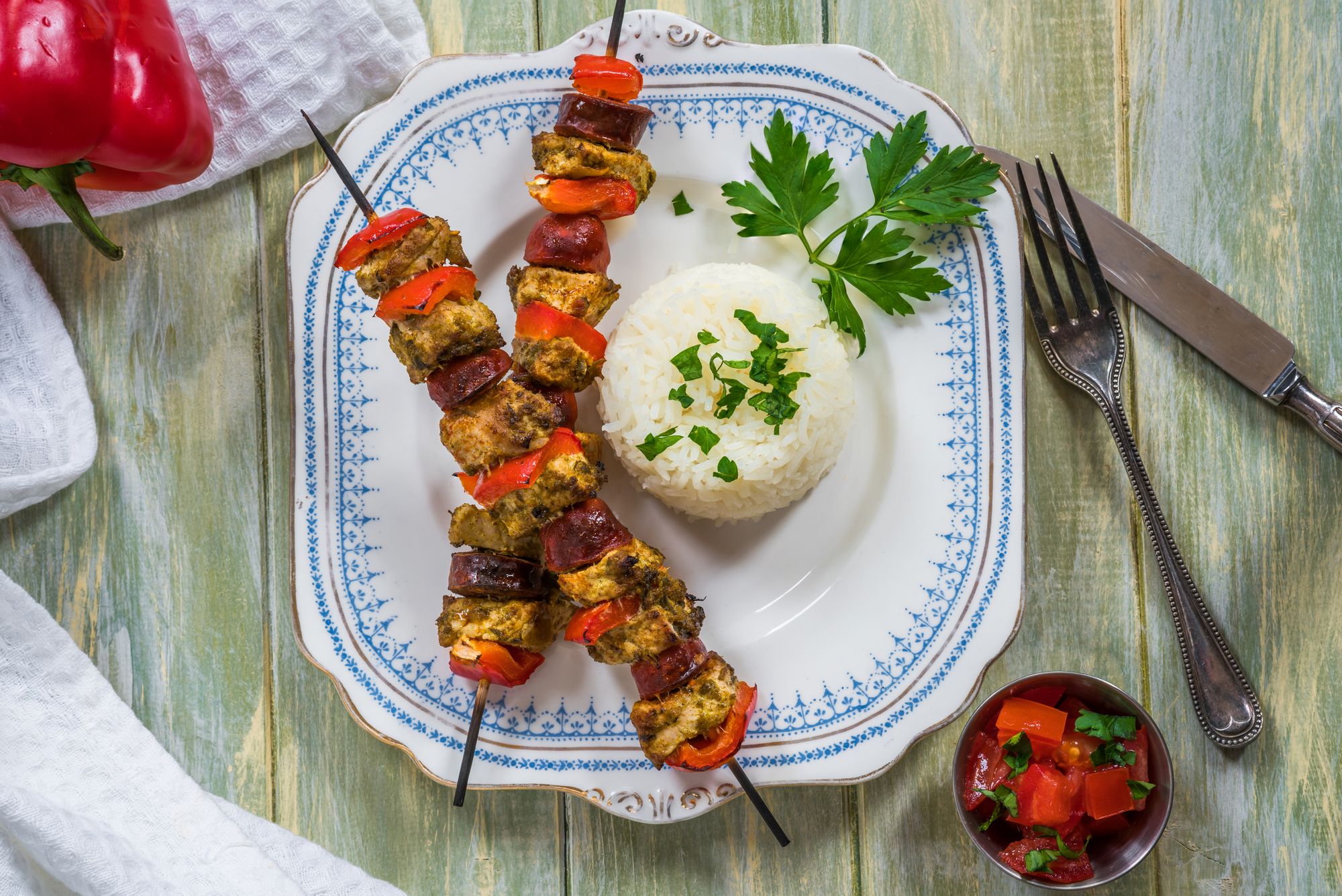 Pork and Chorizo Skewers