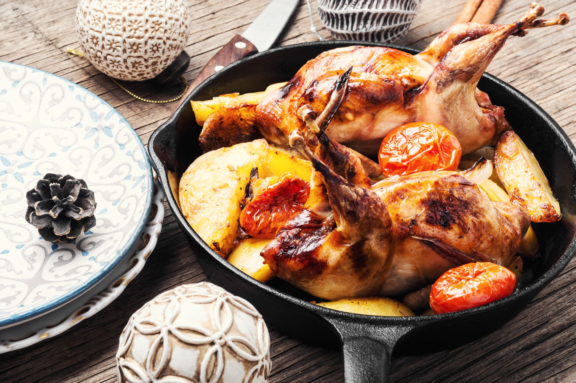 One-Pot Partridge with Wine and Potatoes