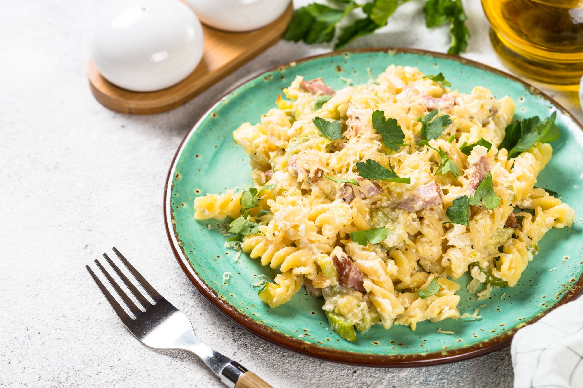 Chargrilled Zucchini and Bacon Pasta
