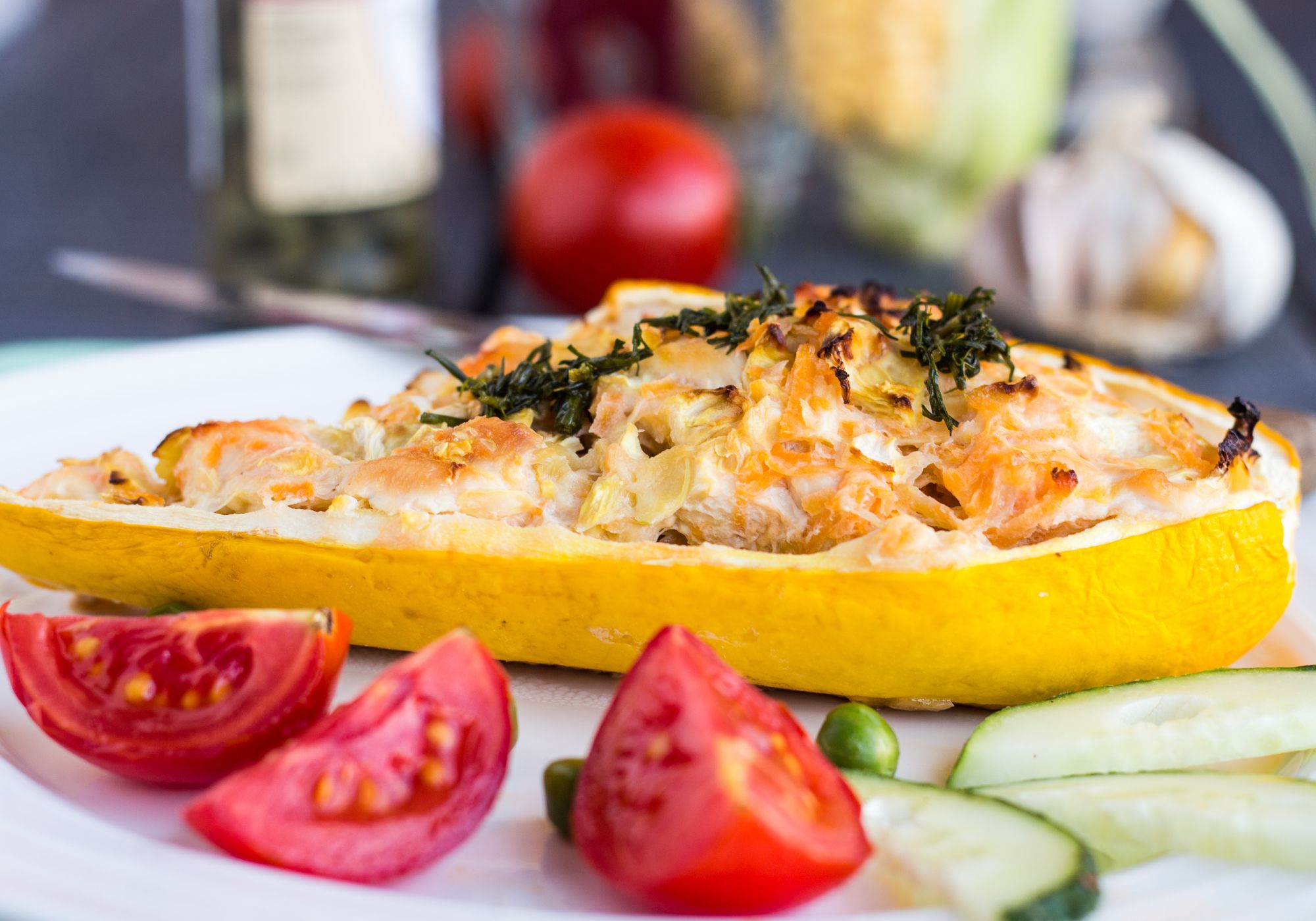 Stuffed Squash with Leek and Blue Cheese