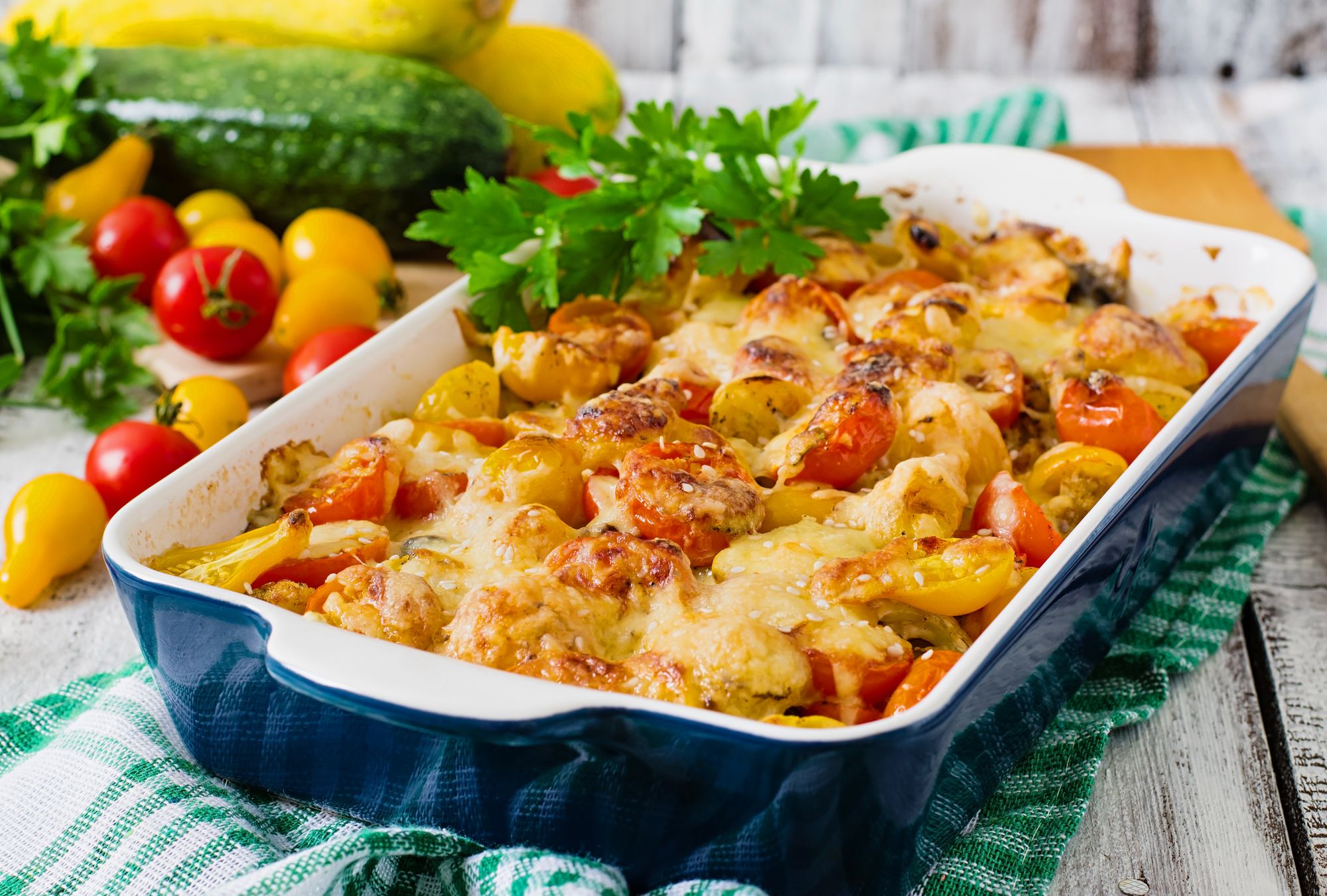Tomato, Courgette and Parmesan Gratin