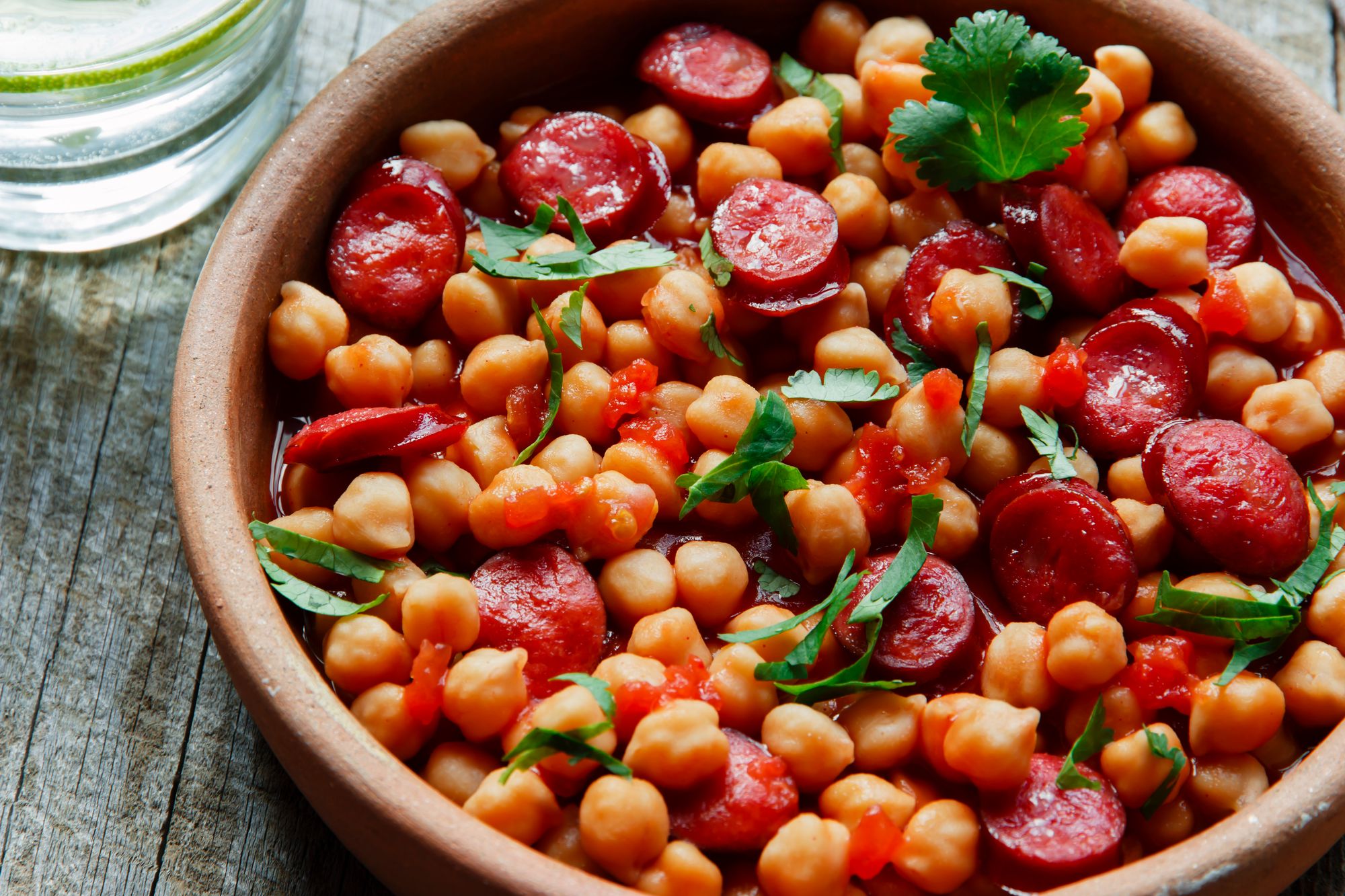 Wine-Braised Chickpeas with Chorizo