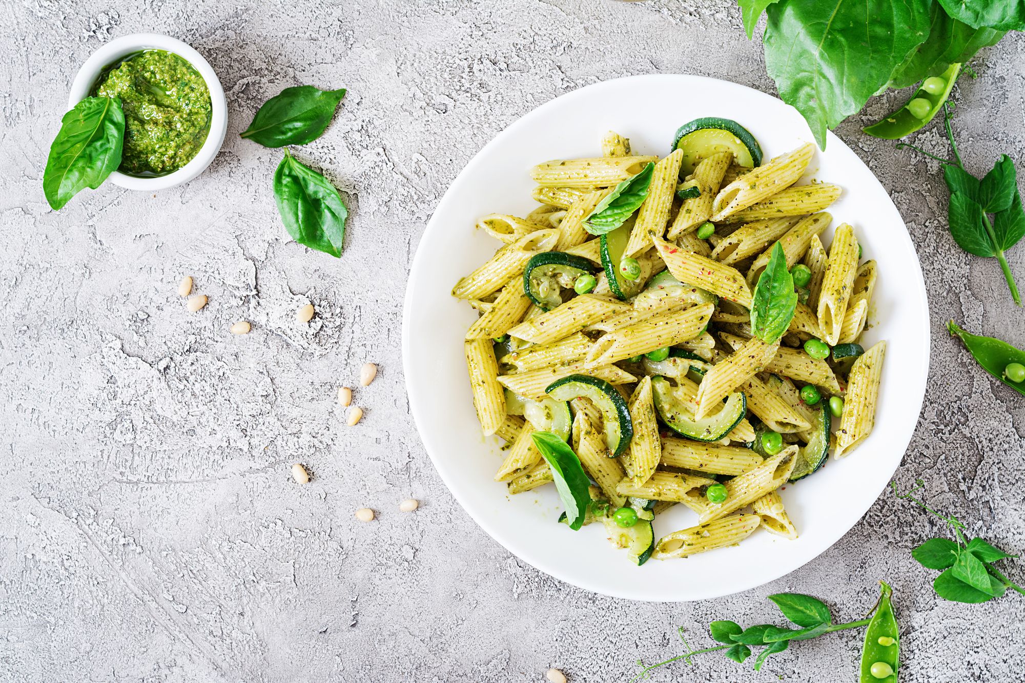 Pea and Almond Pesto Pasta