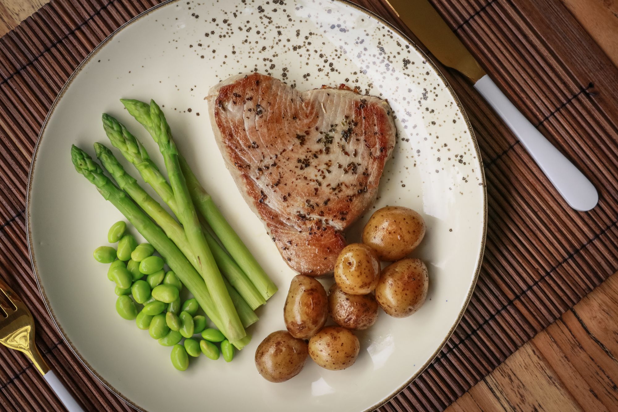 Tuna Steaks with Spicy Edamame