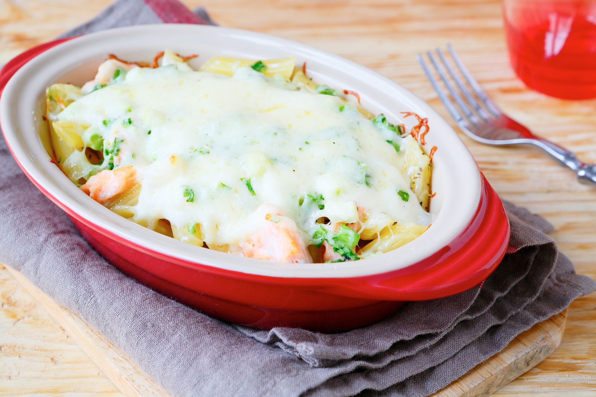 Salmon and Leek Penne Bake