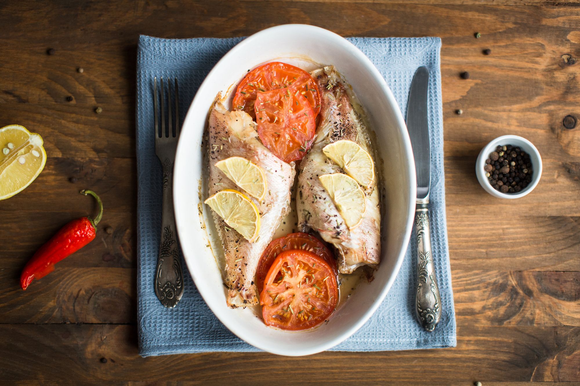 Baked White Fish with Prosciutto and Tomatoes