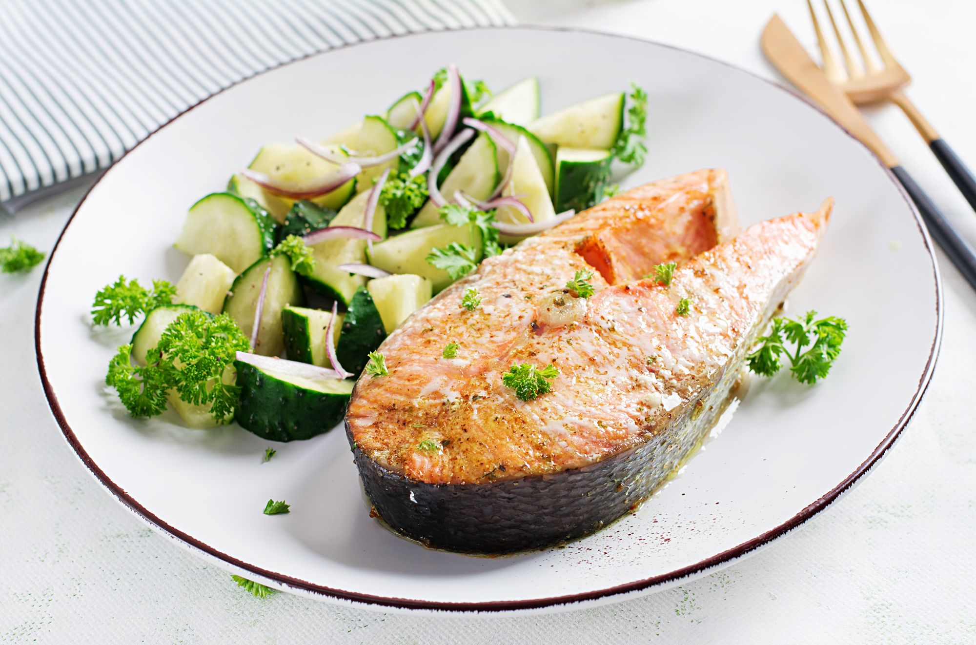 Salmon and Cucumber Satay Salad