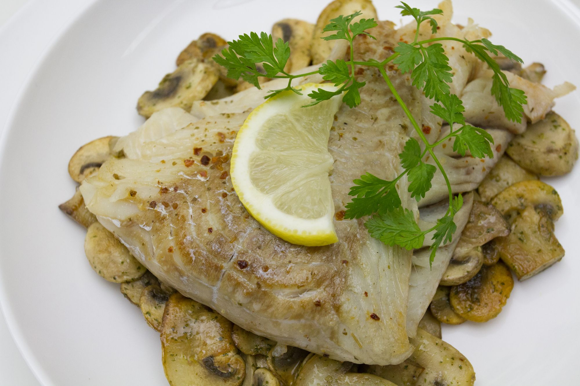 Cod with Leek and Mushroom Orzo