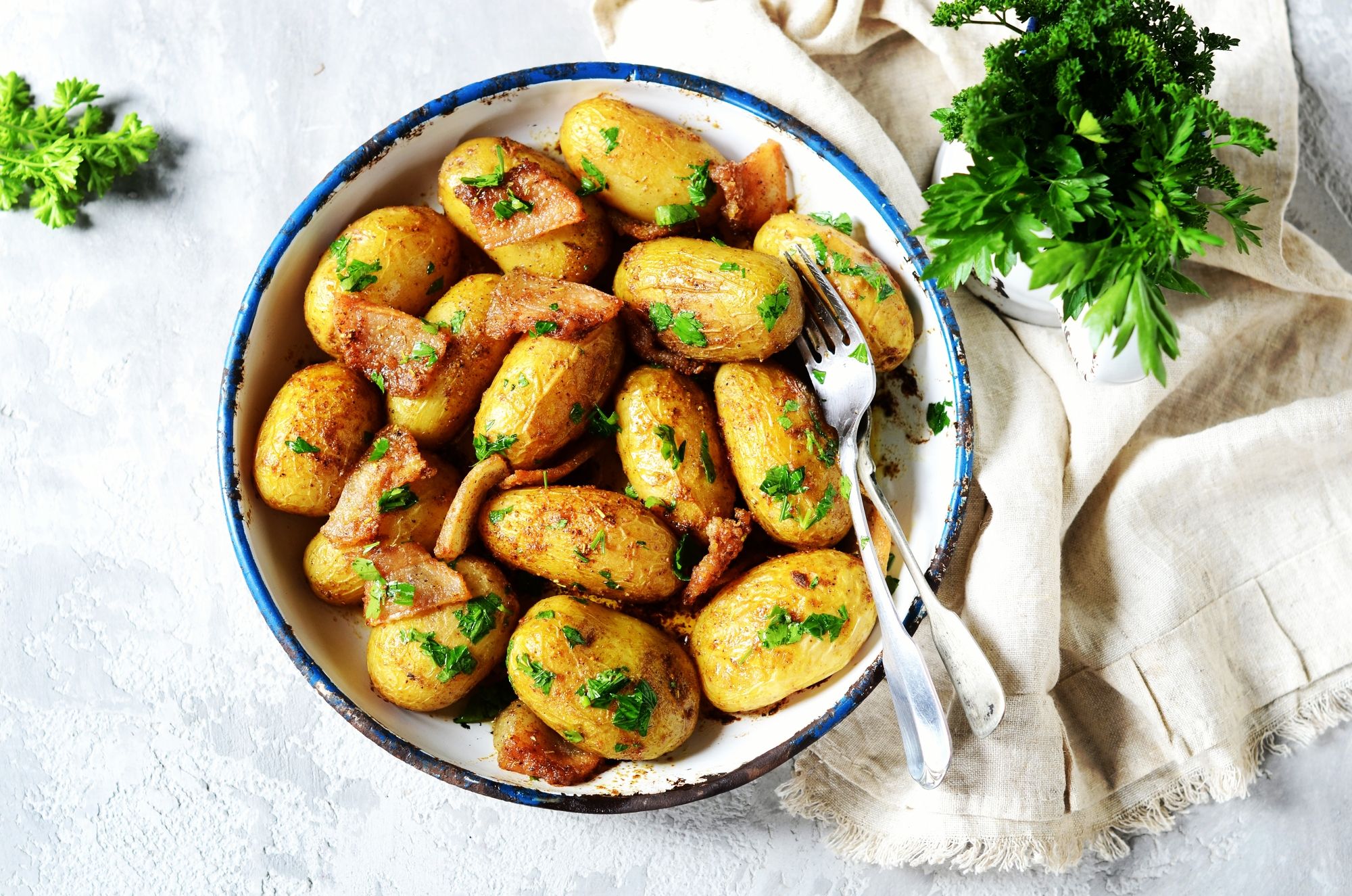 Smashed Baby Potatoes with Chorizo