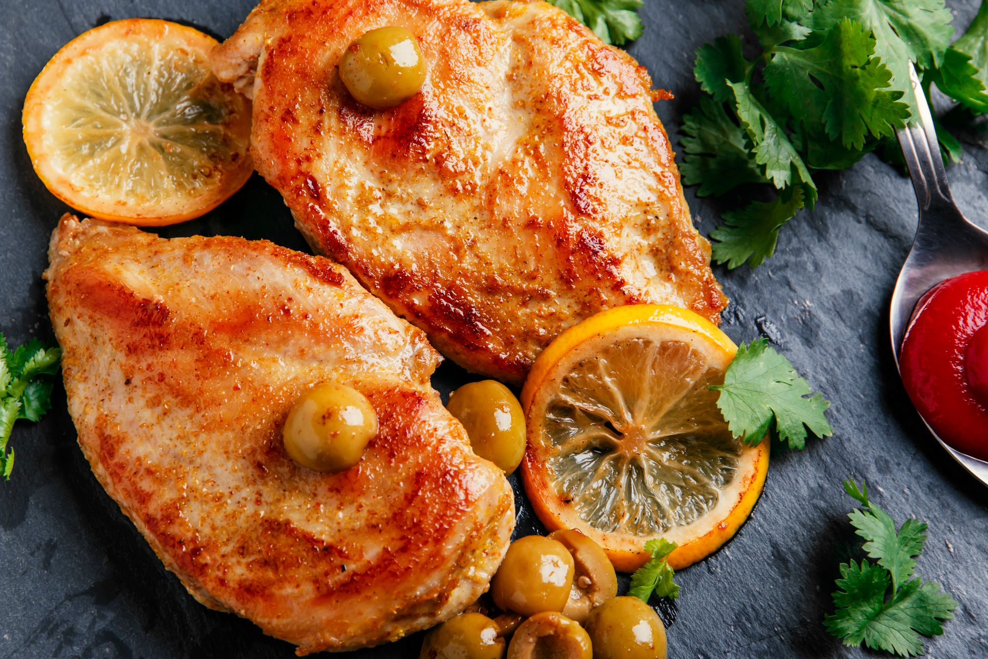 Lemon Chicken Breast with Green Olives