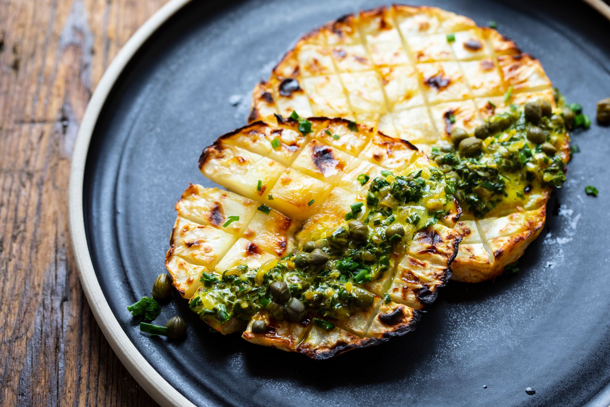 Roast Celeriac with Kale Pesto