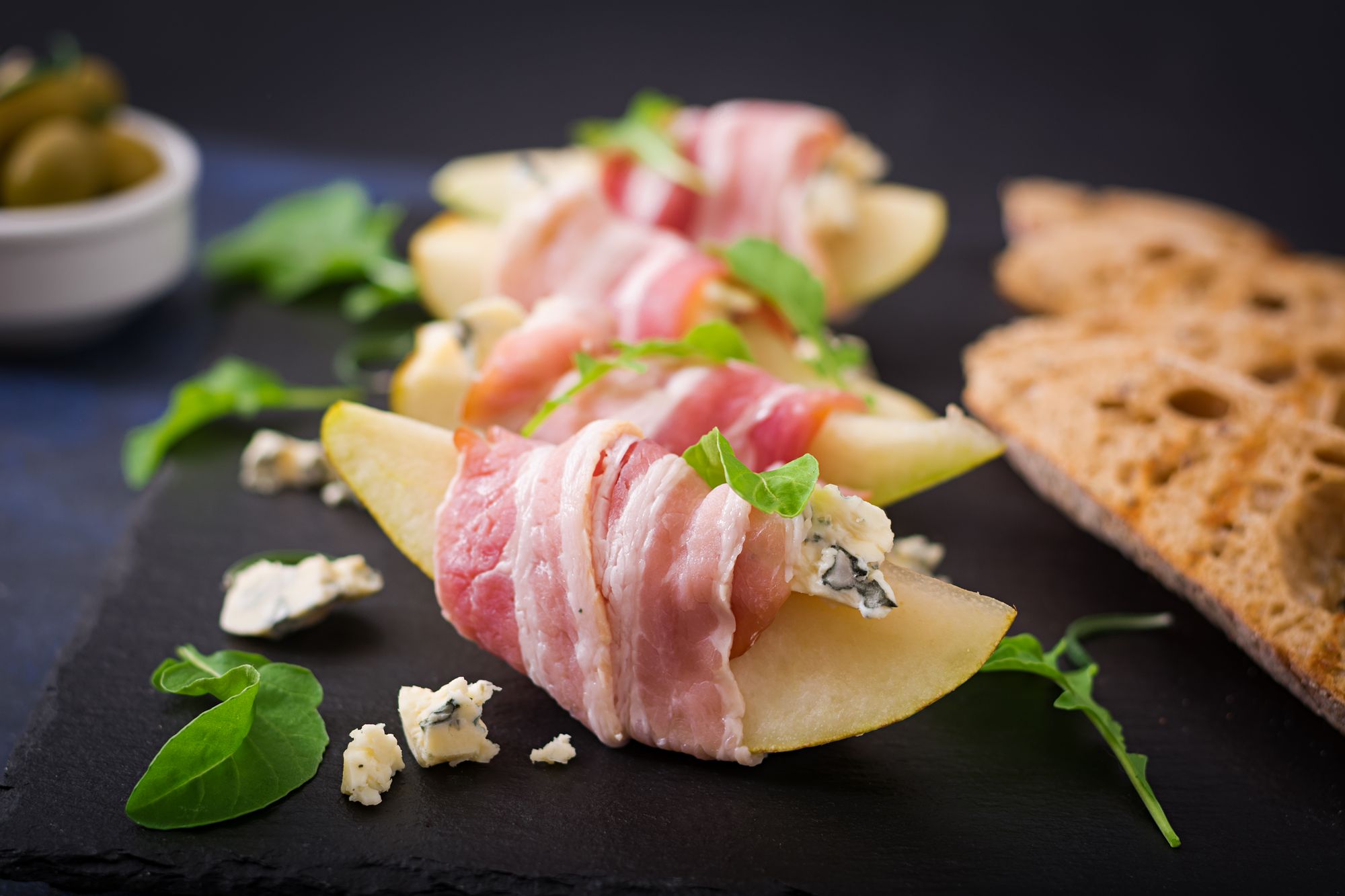 Brie, Prosciutto and Pear Canapes