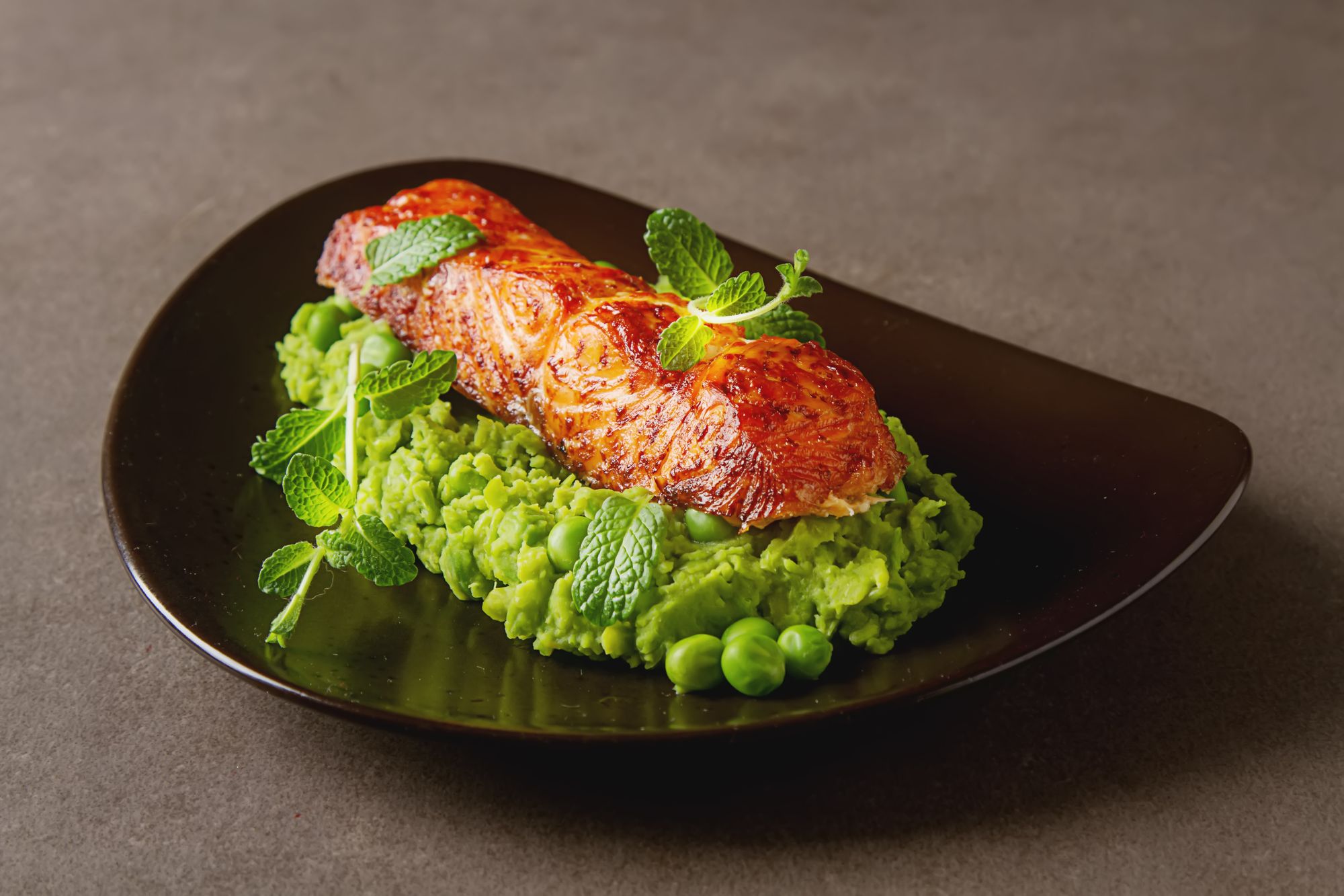 Seared Salmon with Pea Puree