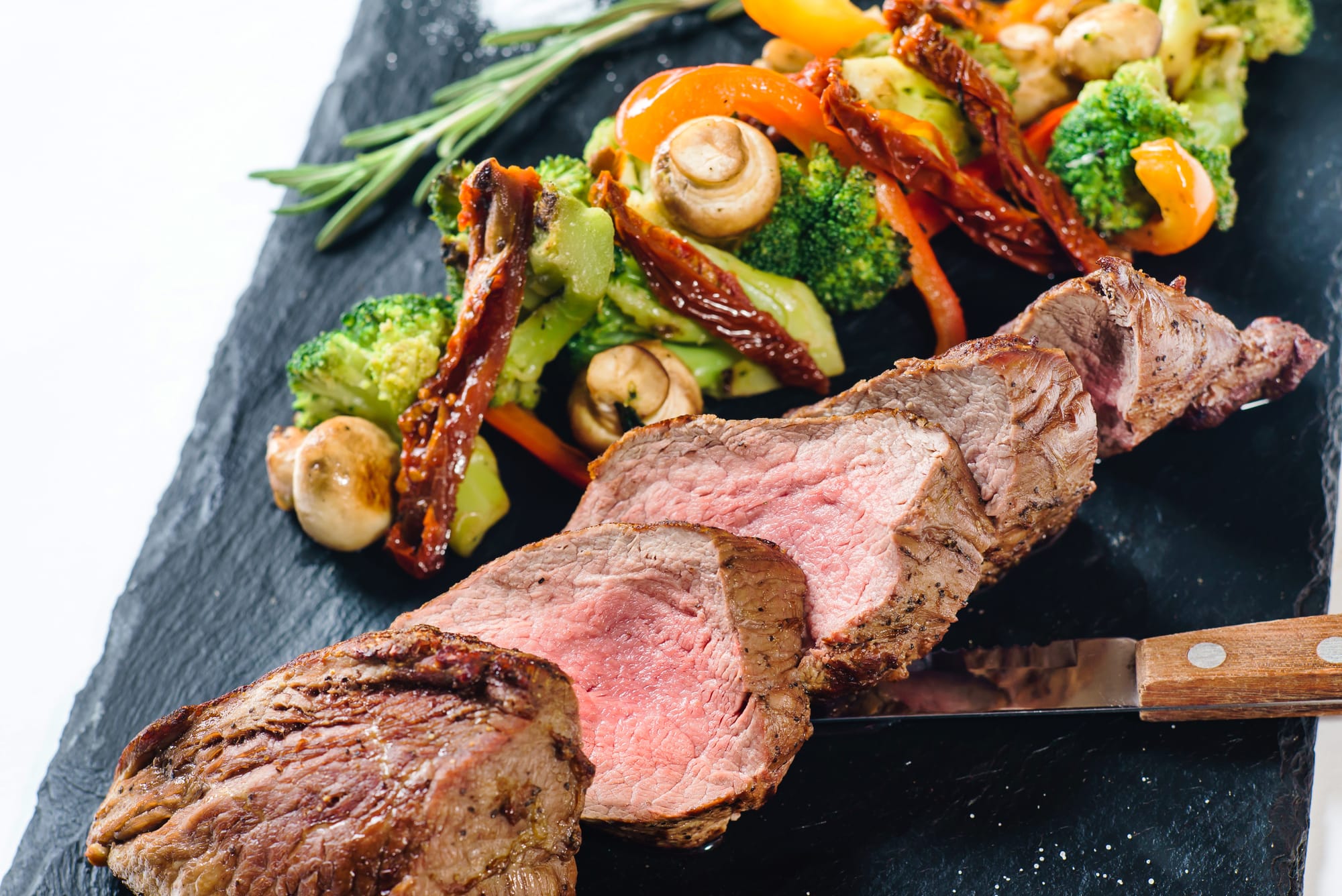 Lamb Steak with Broccoli and Herb Butter