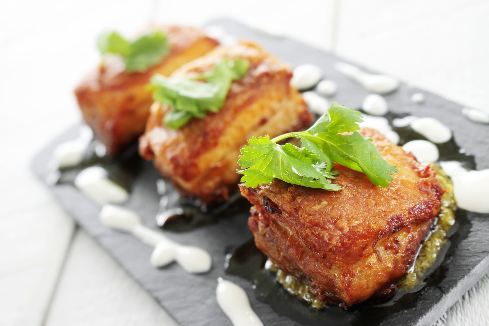 Whisky-Glazed Pork Belly Canapes