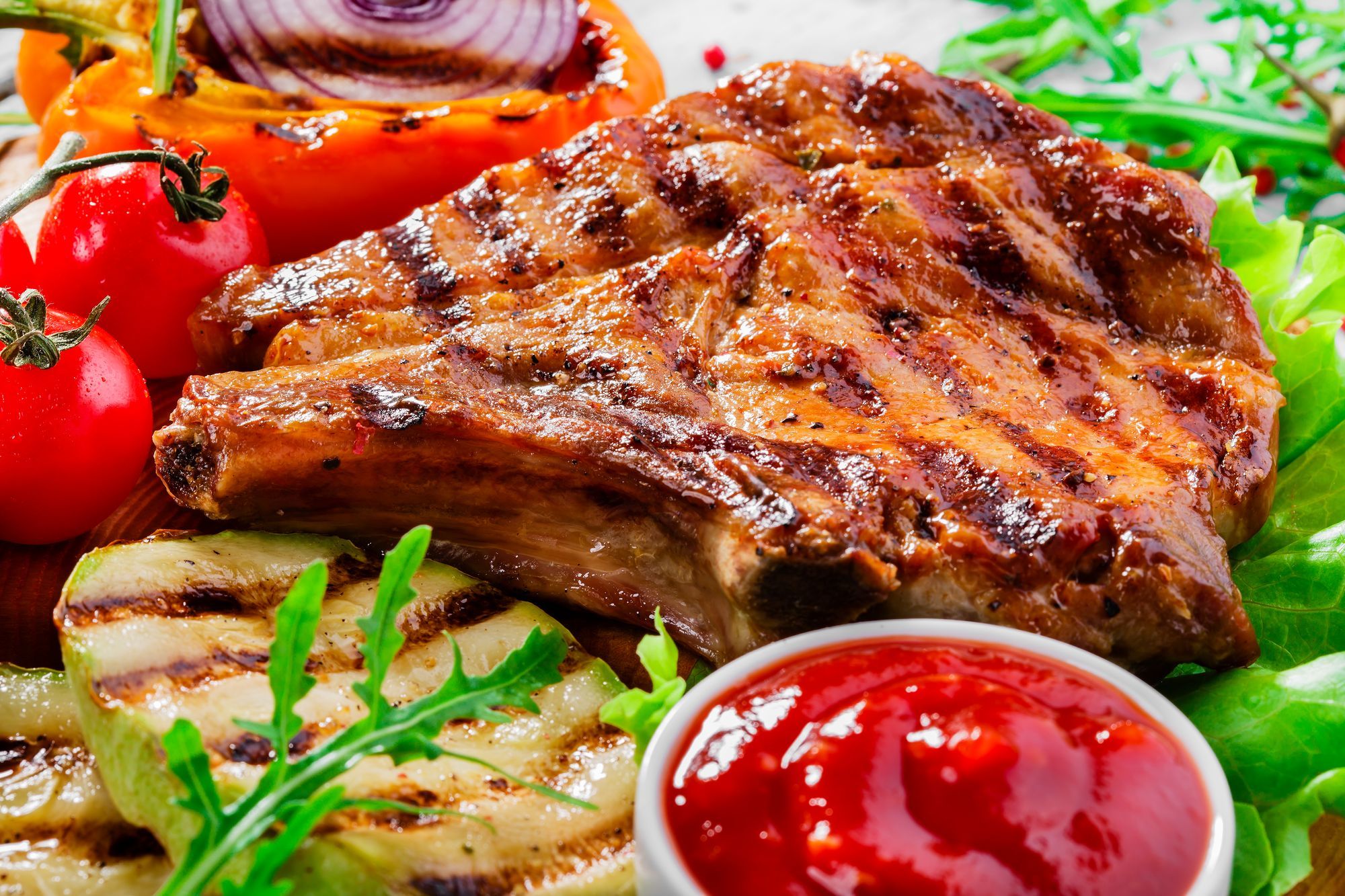 Sicilian Pork Chops with Beans and Kale