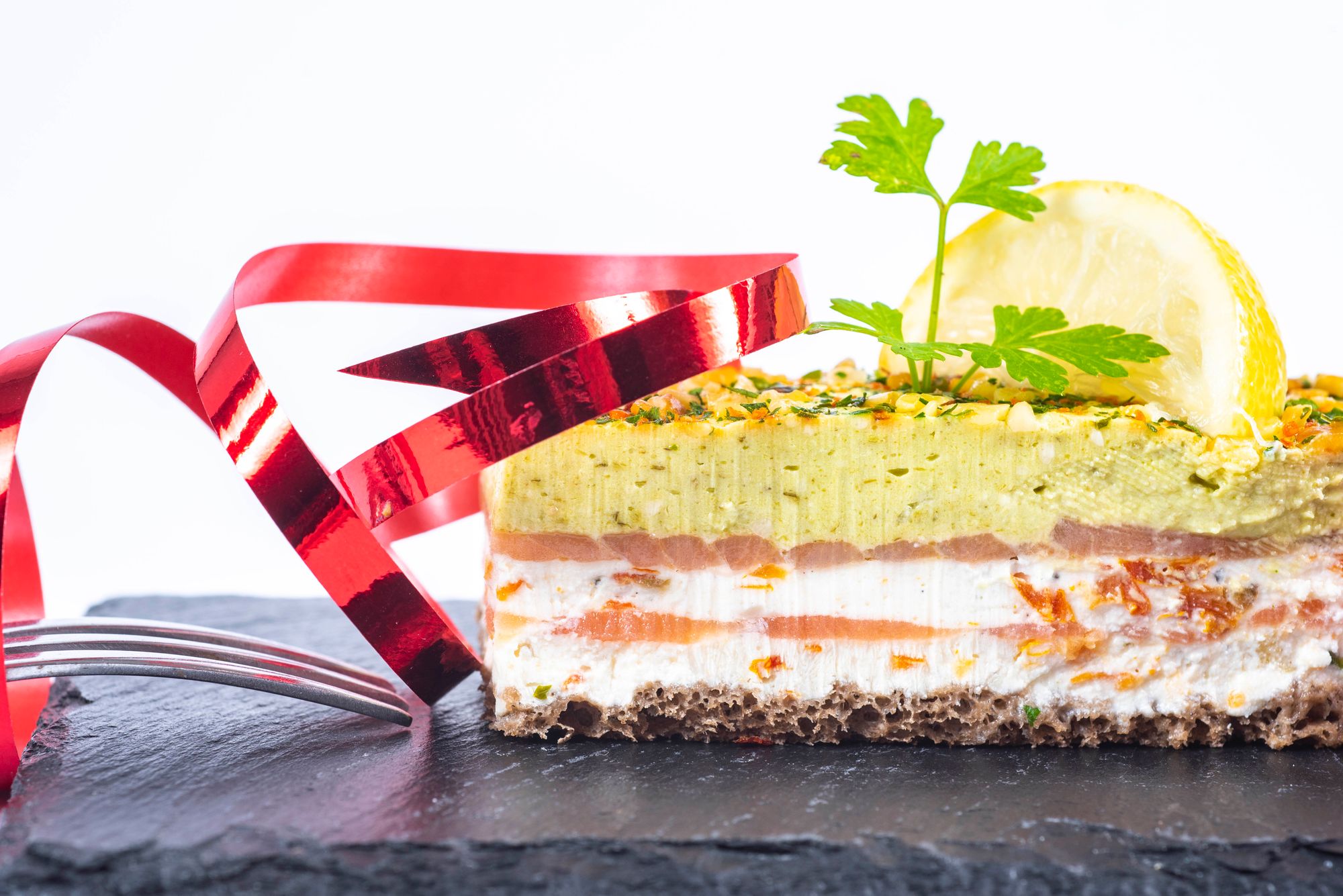 Smoked Salmon, Goat’s Cheese and Avocado Terrine