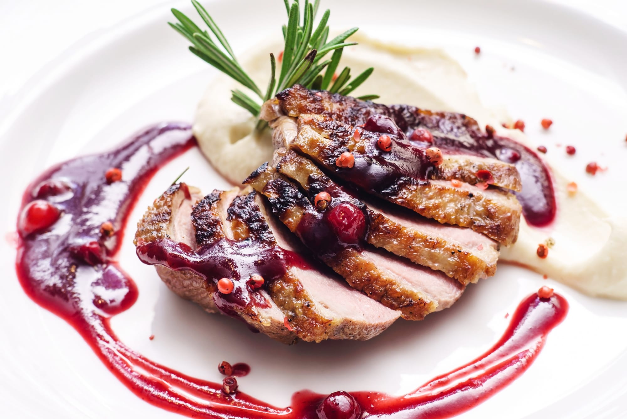 Duck Breast with Cranberry and Wine Sauce