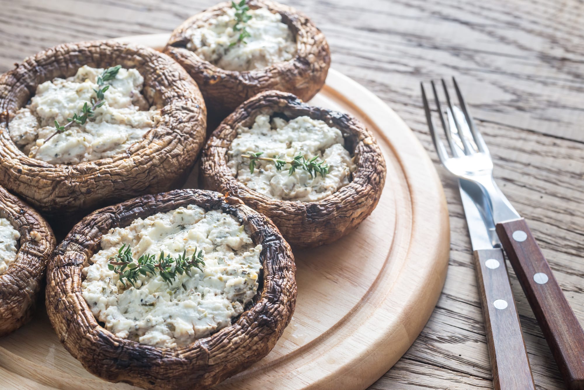 Stilton and Thyme Stuffed Mushrooms