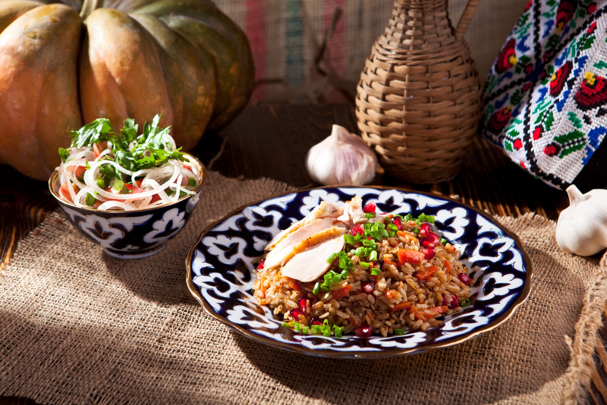 Buttermilk Chicken and Pomegranate Pilaf