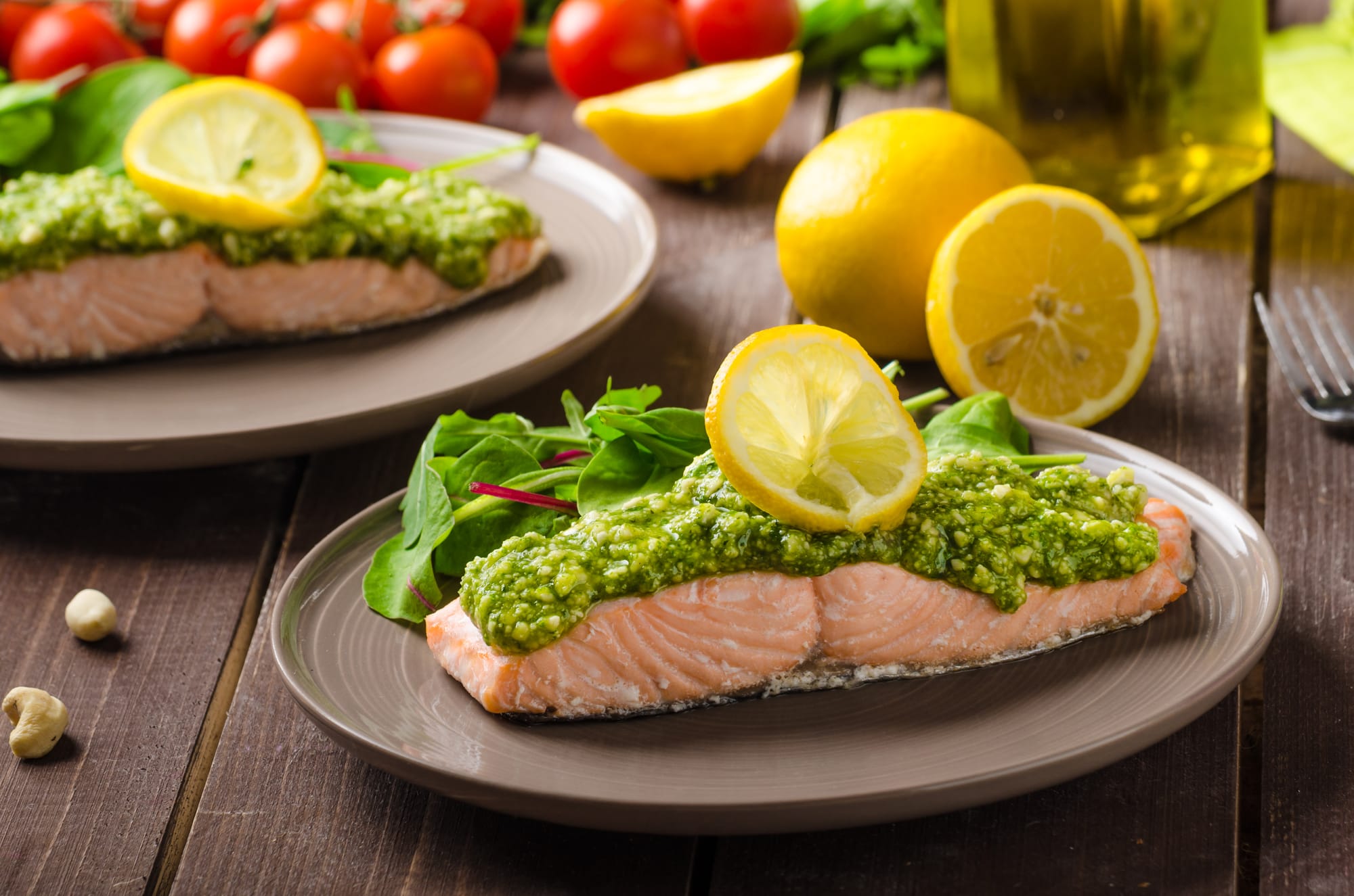 Salmon and Pesto Traybake