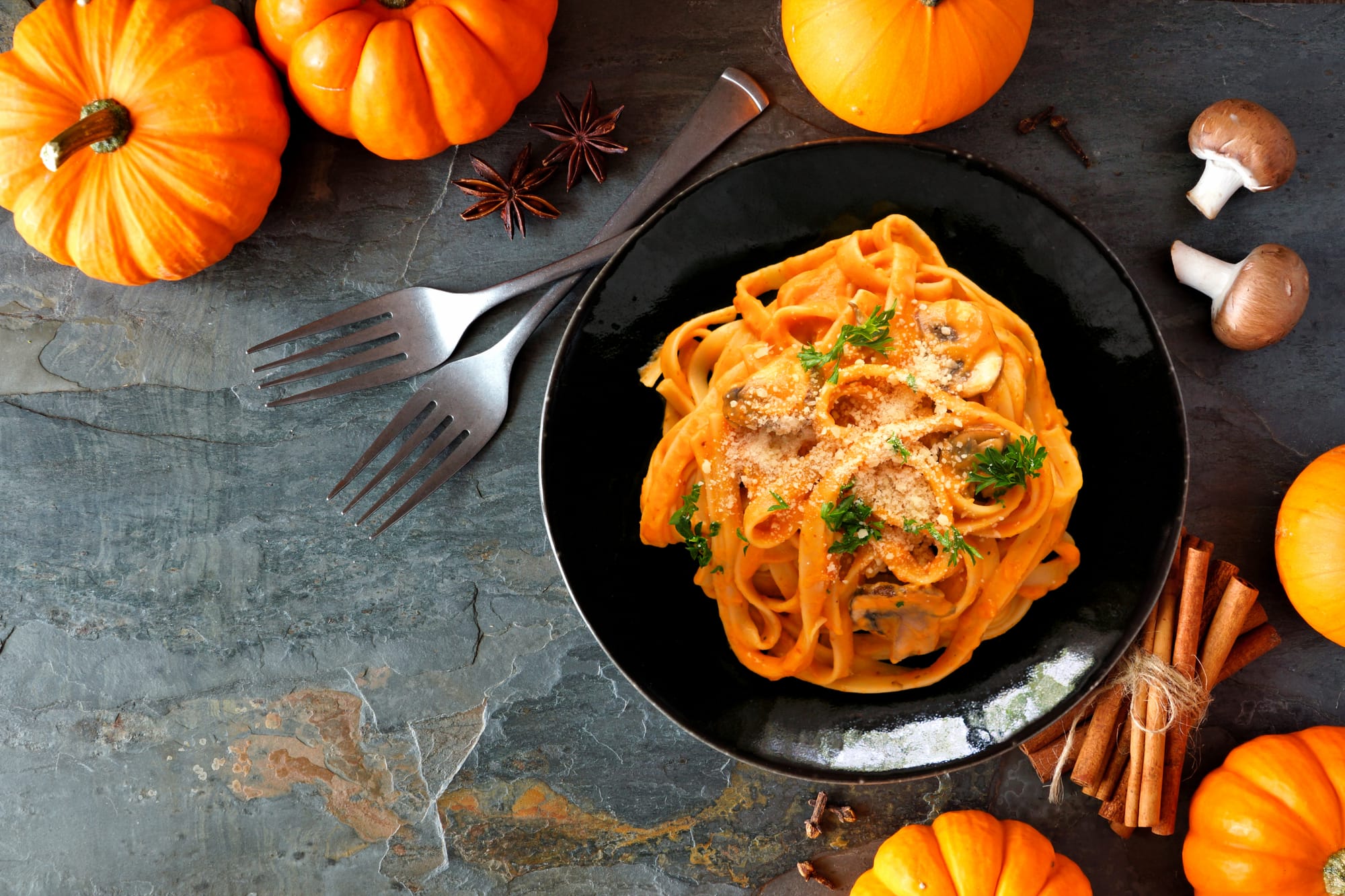 Pumpkin and Mushroom Pasta