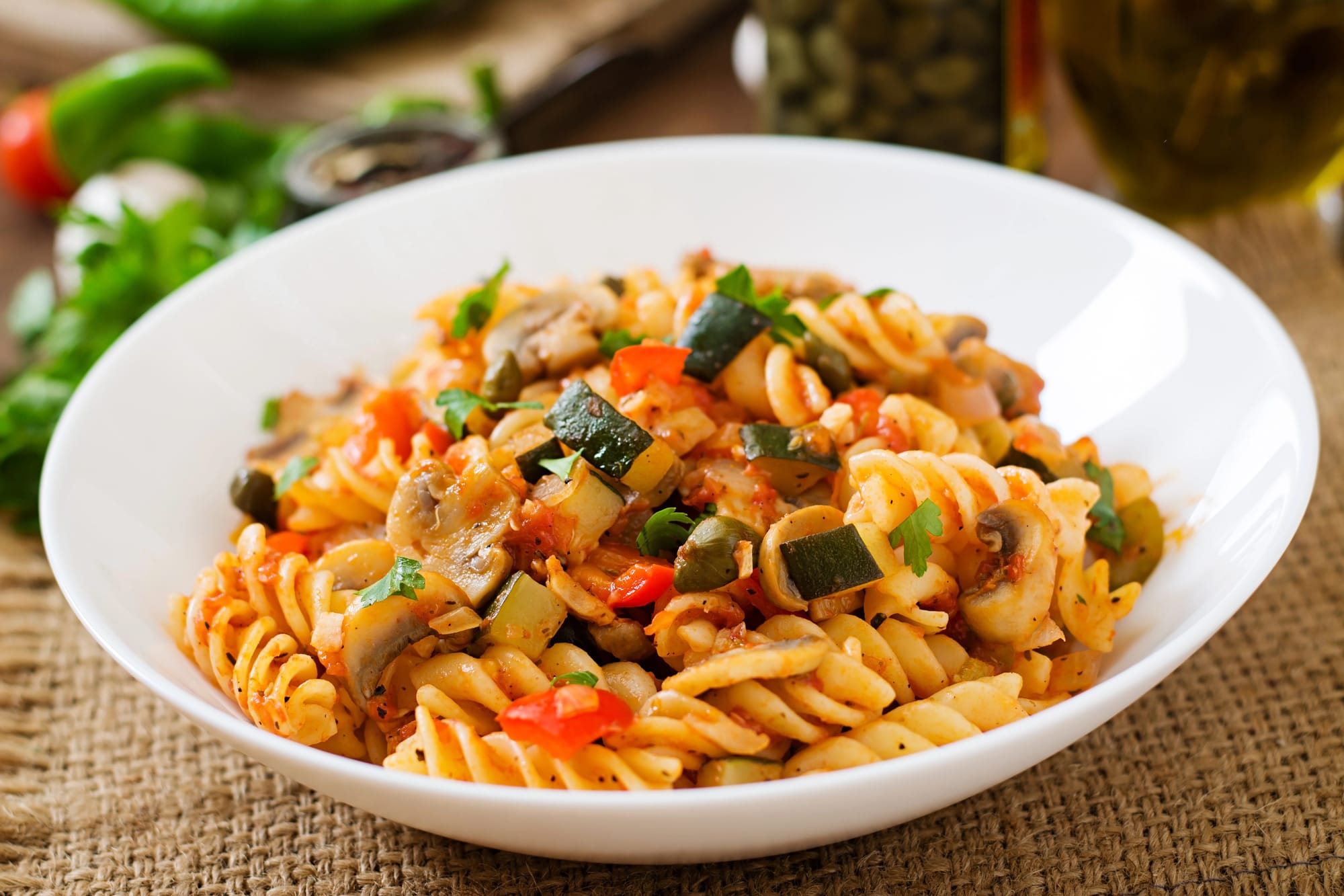 Tomato and Mushroom Fusilli