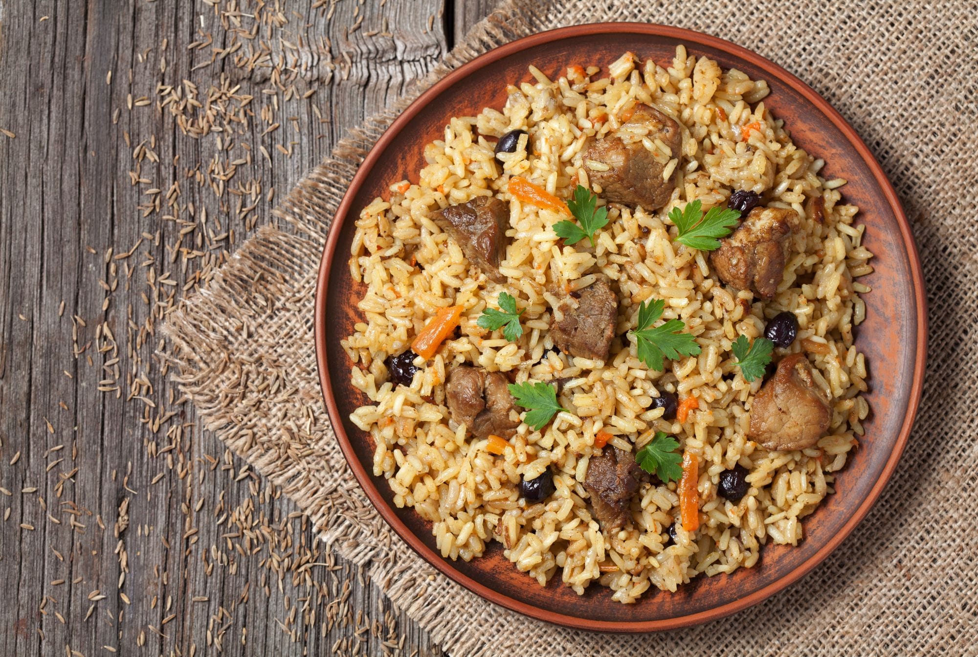 Beef and Bean Casserole with Pecan Pilaf