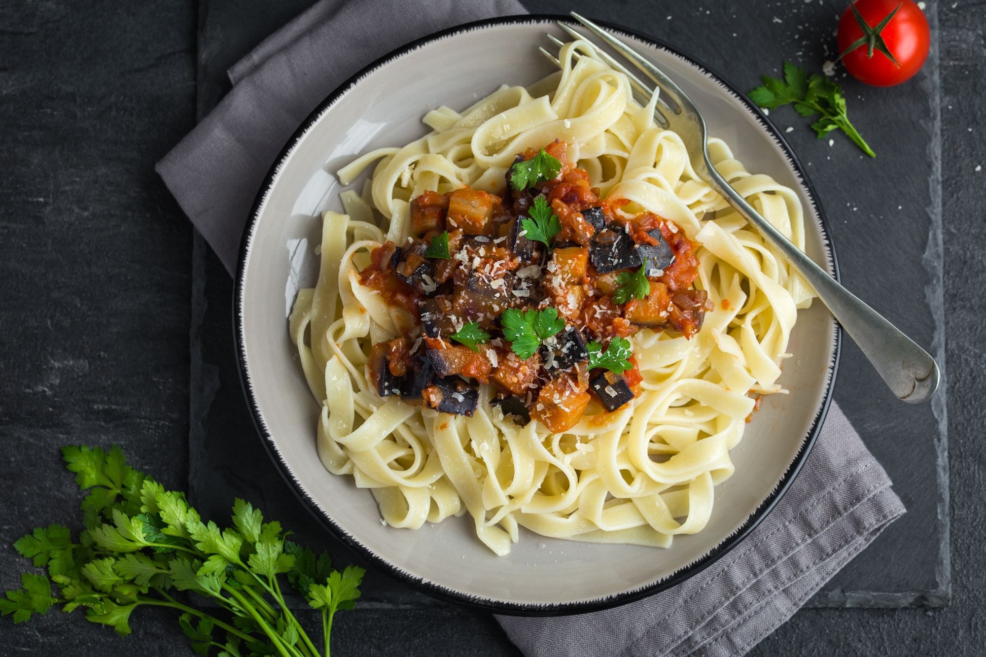 Spicy ‘Nduja and Eggplant Linguine