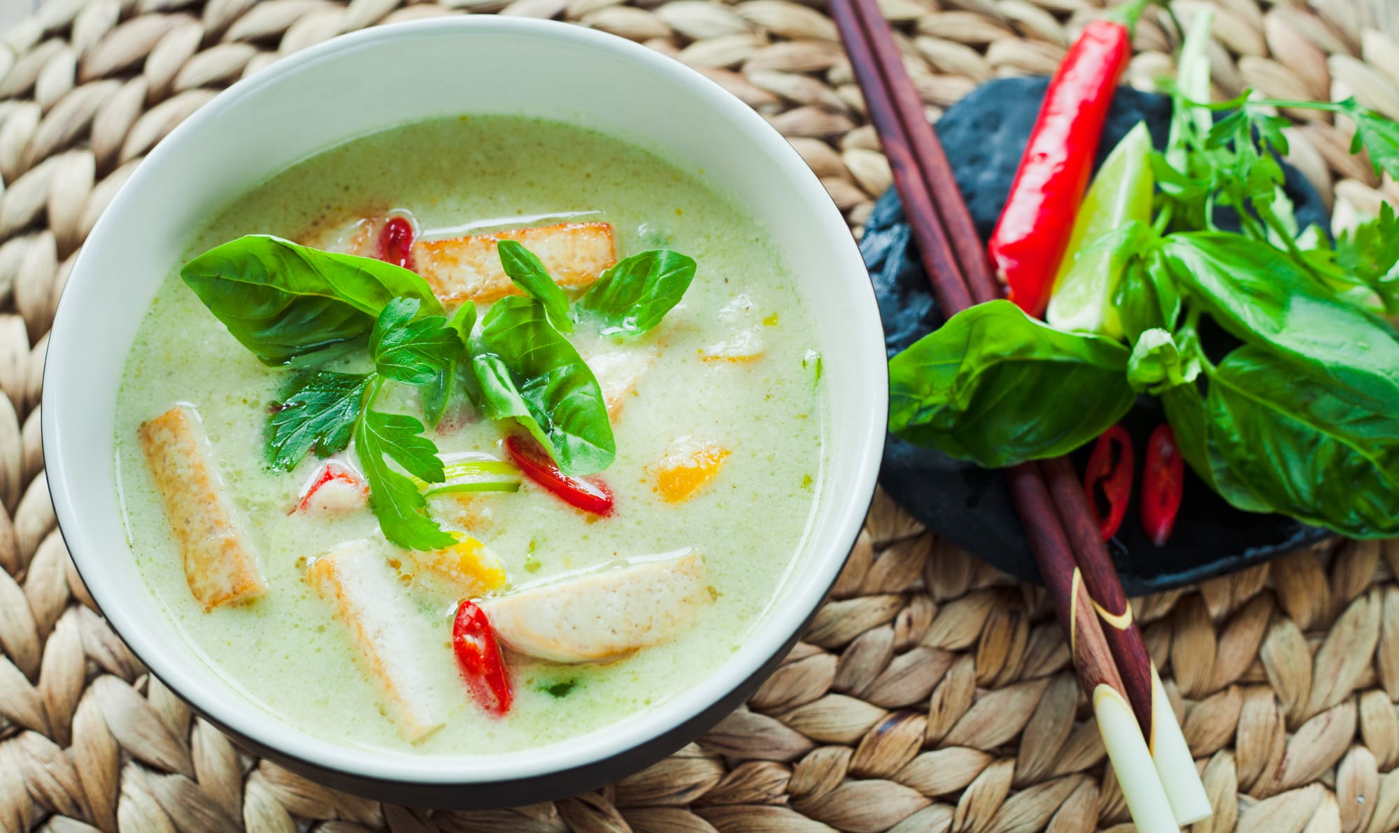 Mega Green Curry with Fried Tofu
