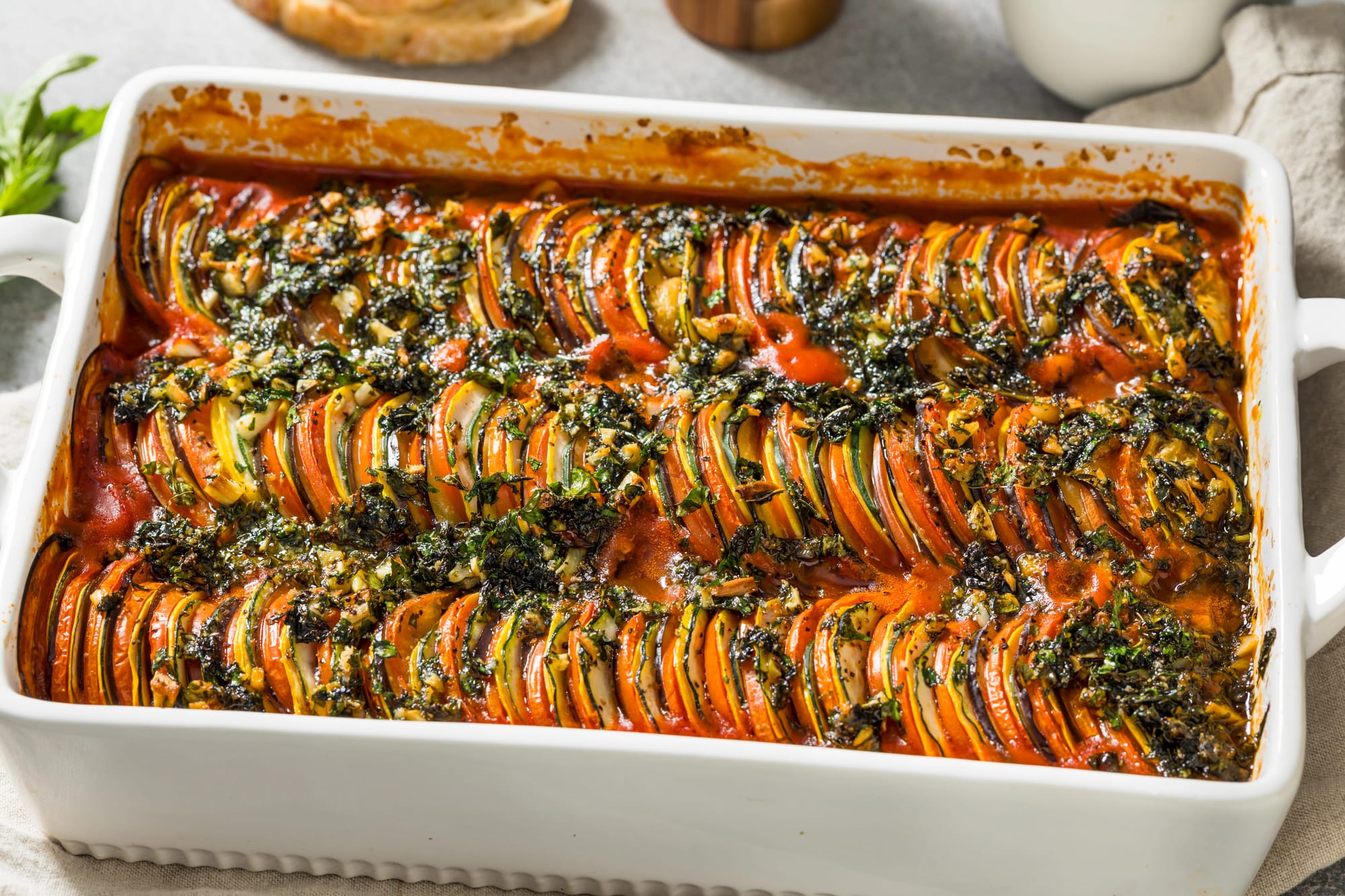 Baked Ratatouille with Bean Mash