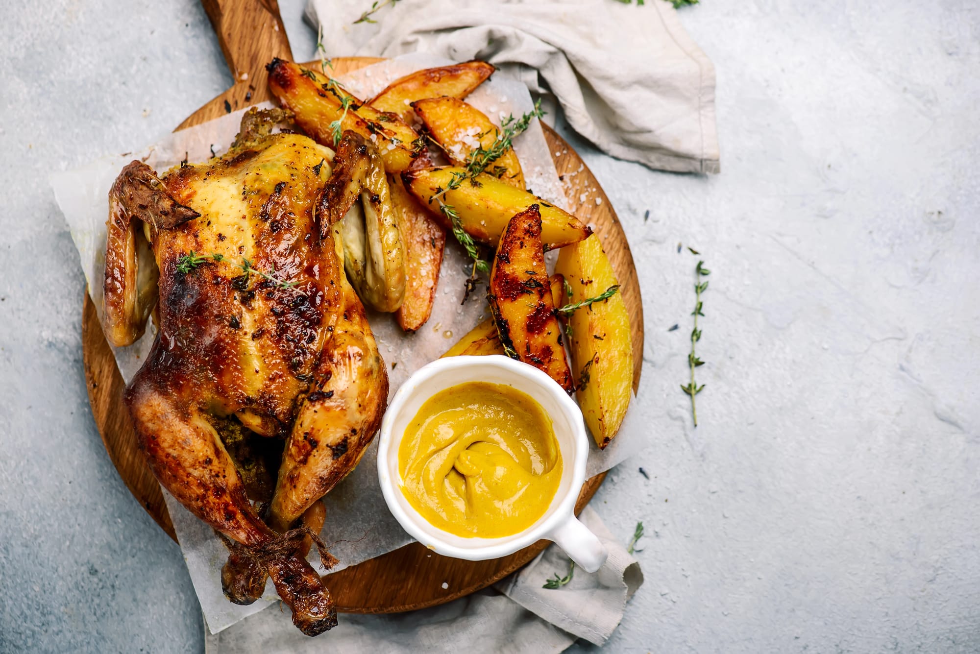 Roast Chicken with Mustard Sauce
